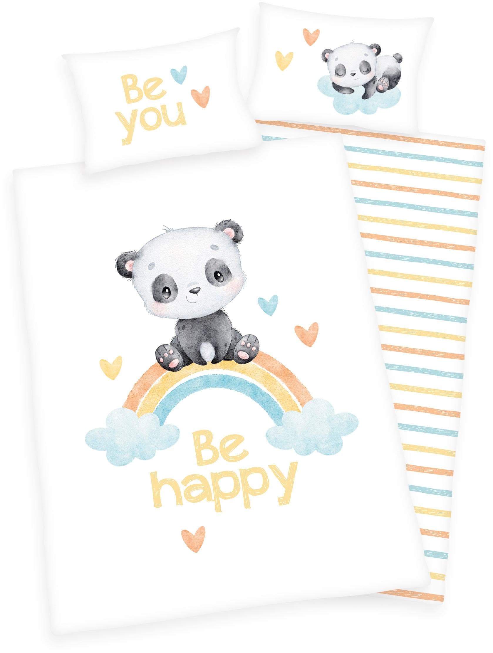 Baby Best Babybettwäsche Regenbogen Panda Flanell 2-teilig