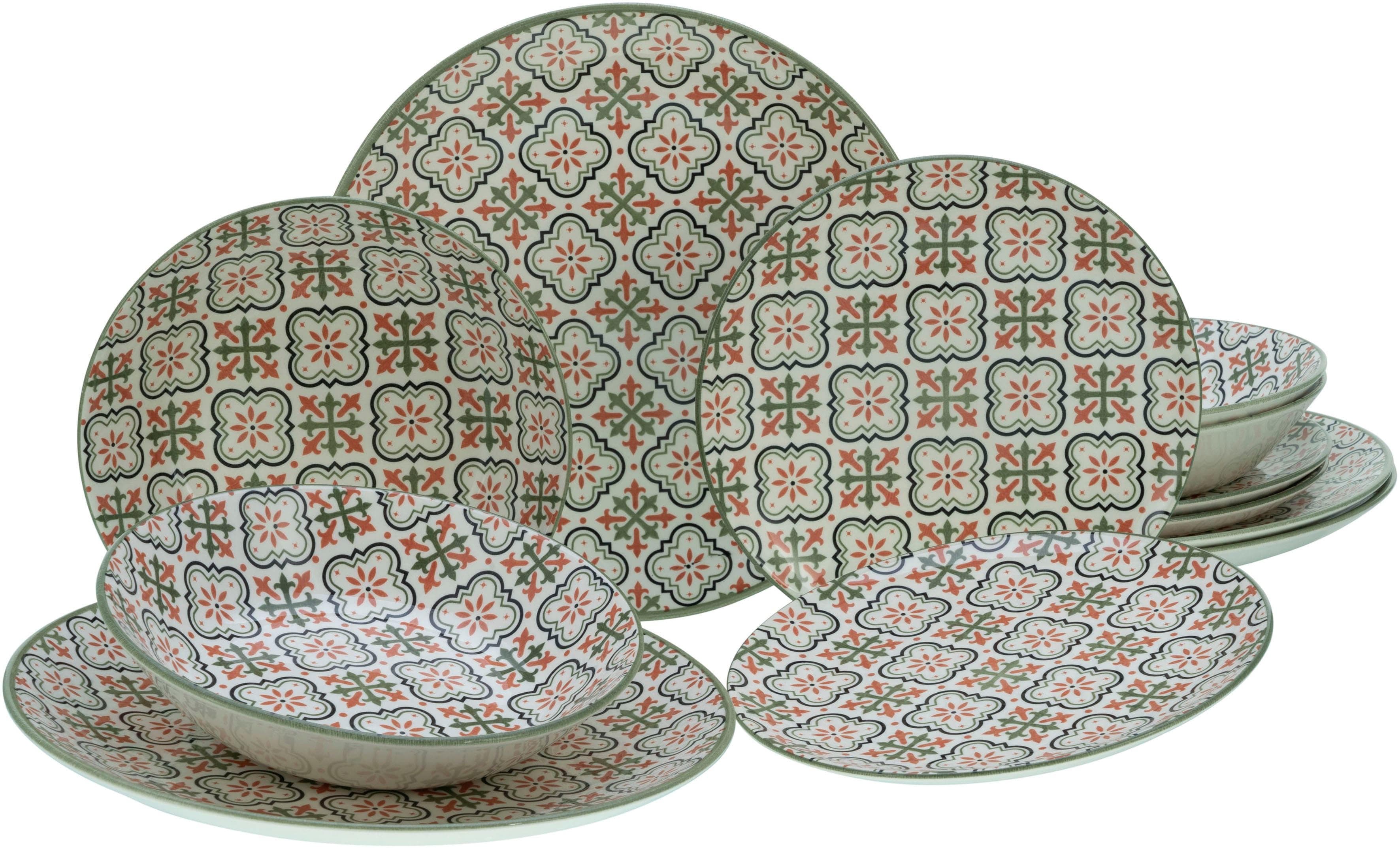 CREATABLE Teller-Set Rumi bunt 12-tlg. Steingut orientalisch