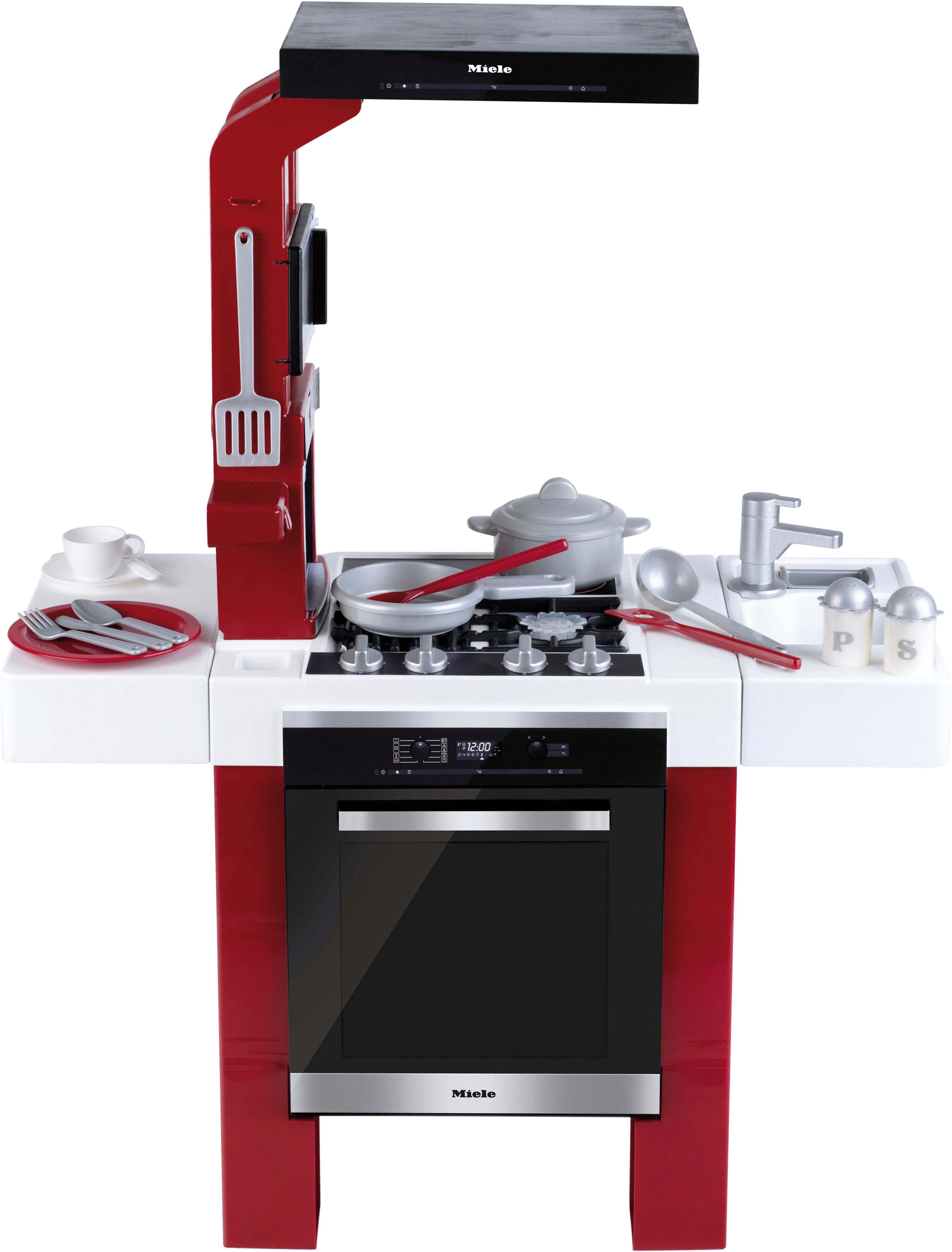 KLEIN Spielküche Miele Fresh Rot Weiß Schwarz mit Sound