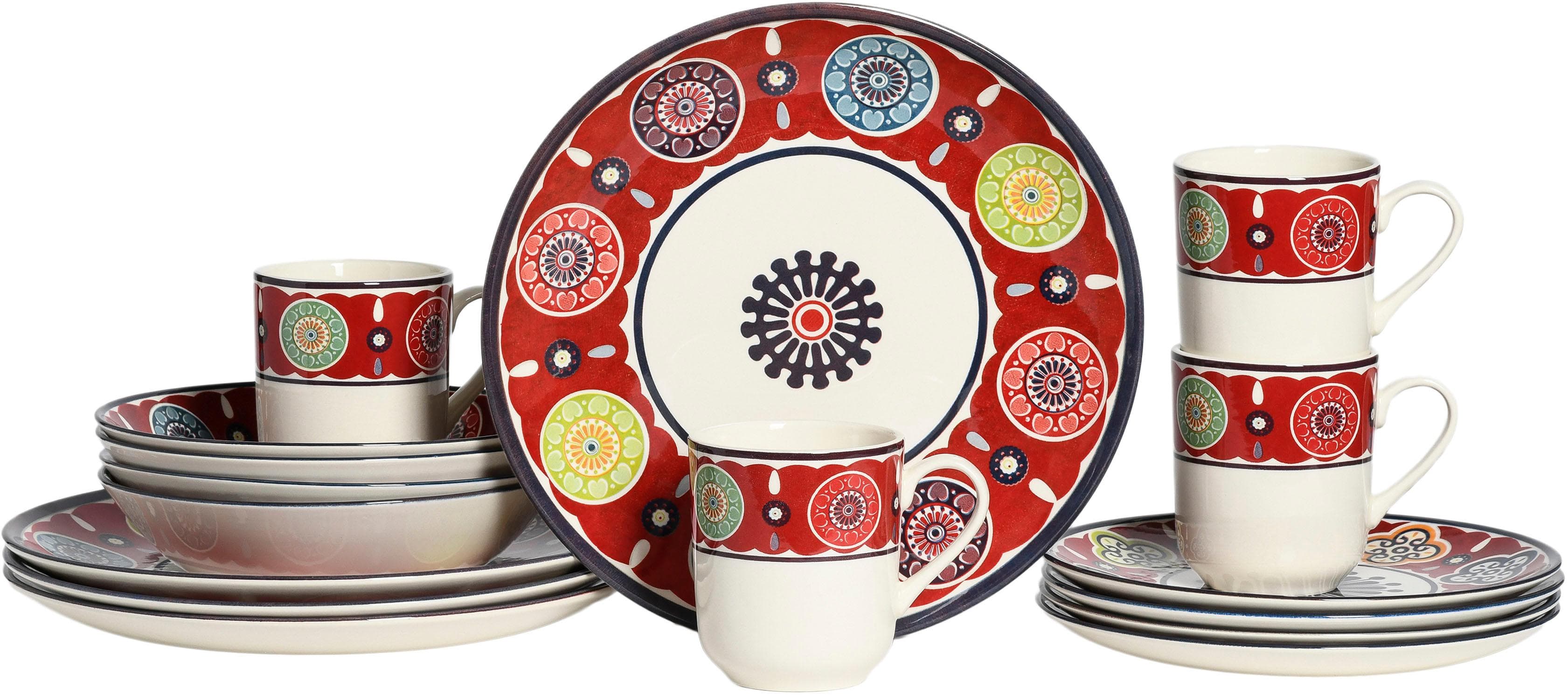 Creatable Kombiservice Sumaya 16-tlg. Steingut bunt Mandala