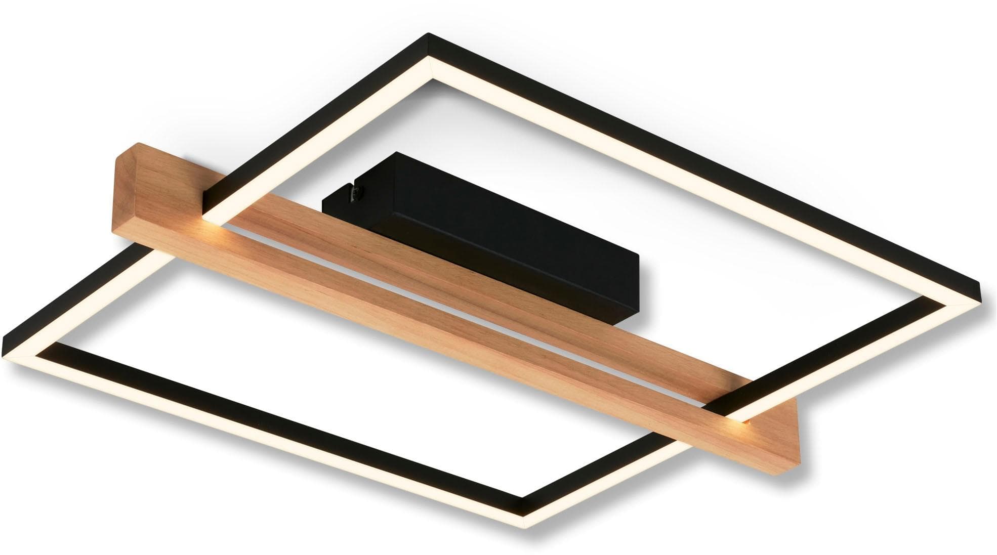 Briloner LED-Deckenleuchte Moldura 43x35 cm Holz Metall Schwarz