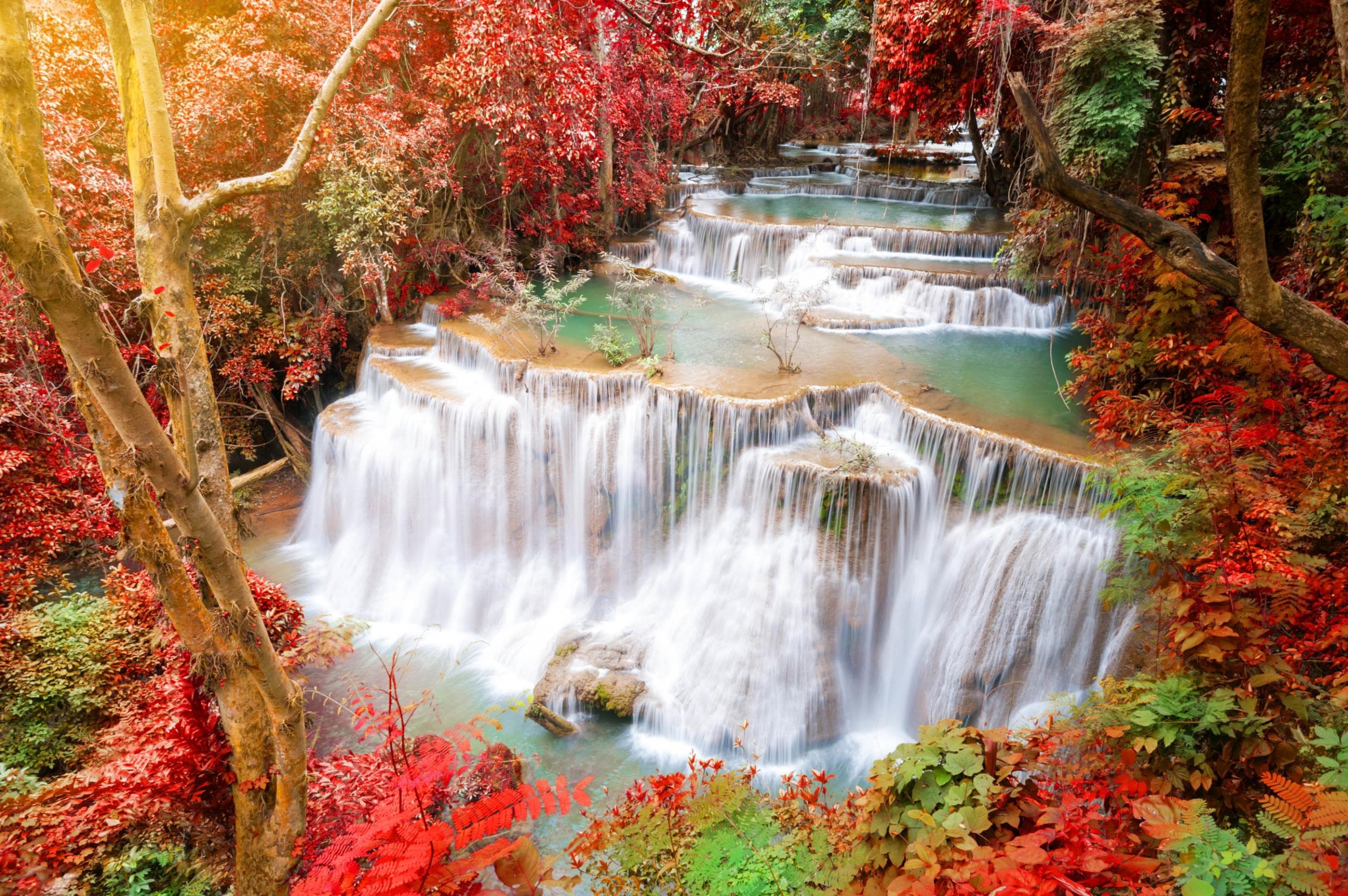 PAPERMOON Fototapete Huay Mae Kamin Wasserfall Vlies Bunt