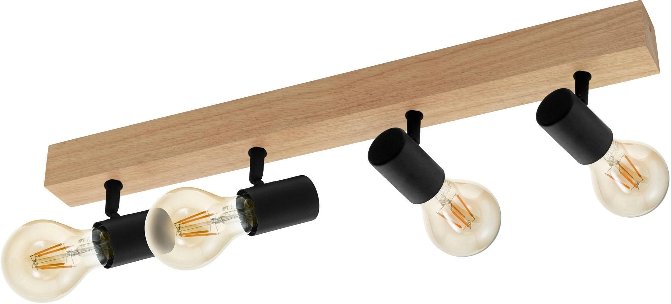 EGLO Deckenspot Townshend 3 Schwarz Braun Holz Stahl 4-fach
