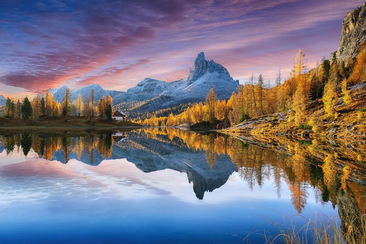 PAPERMOON Fototapete Fluss in Landschaft Vlies Bunt