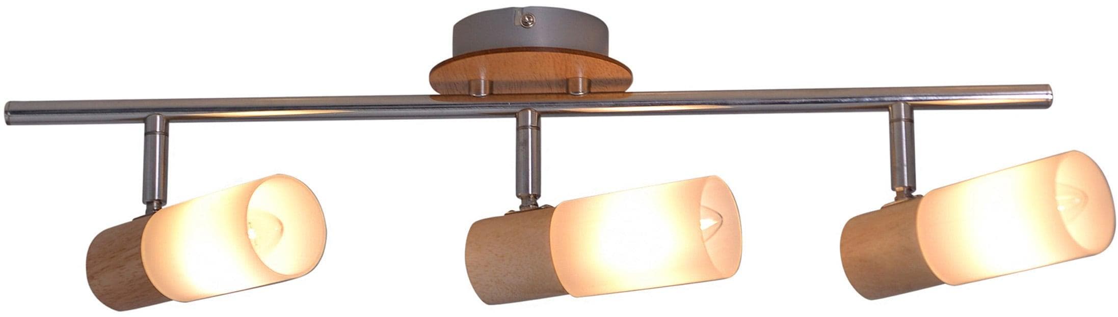 NÄVE Deckenleuchte Todtnau 3-flg. Natur Chrom Holz Metall