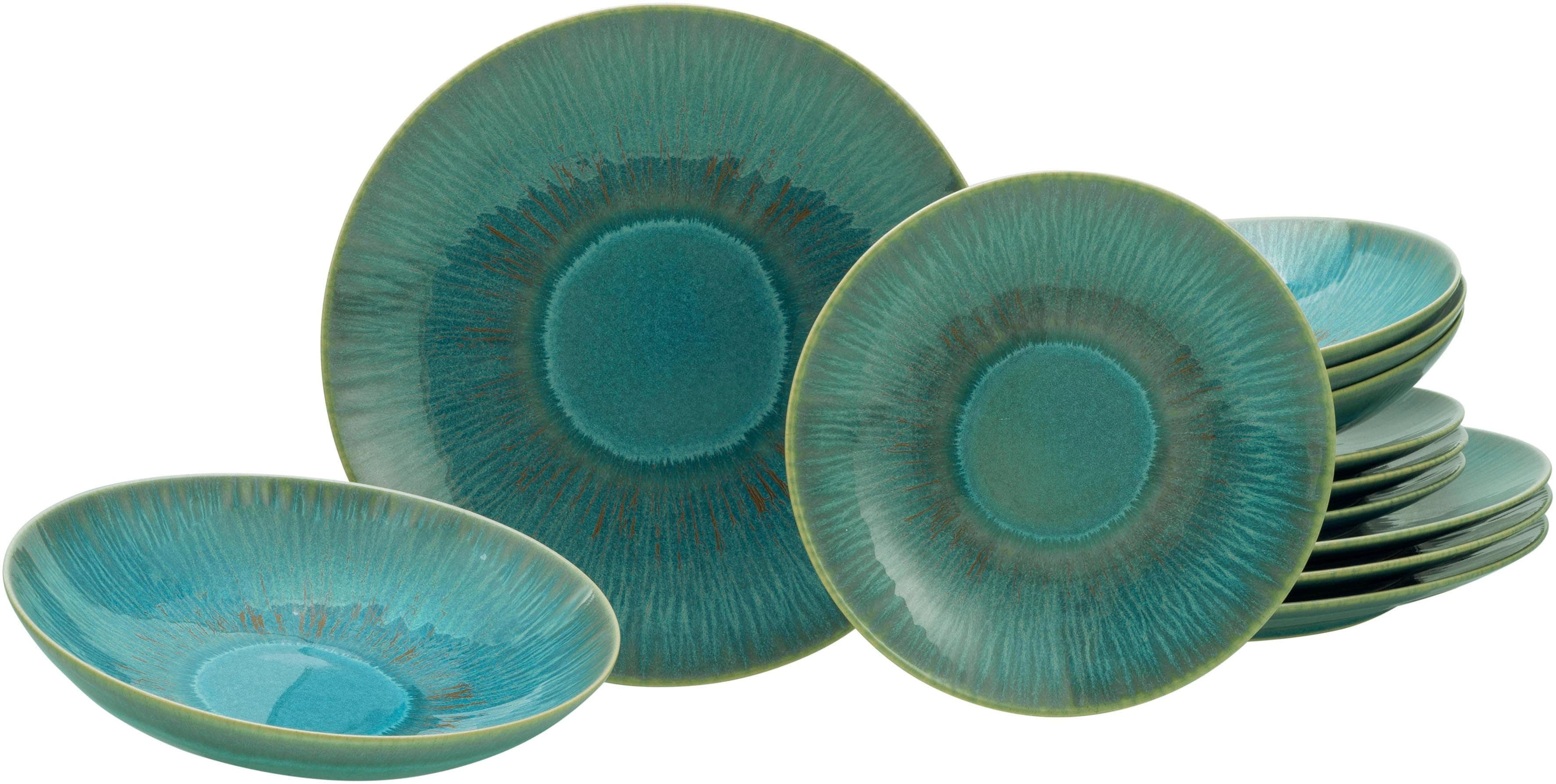 Tafelservice ANDAS Bergum 12-tlg. Grün Steinzeug