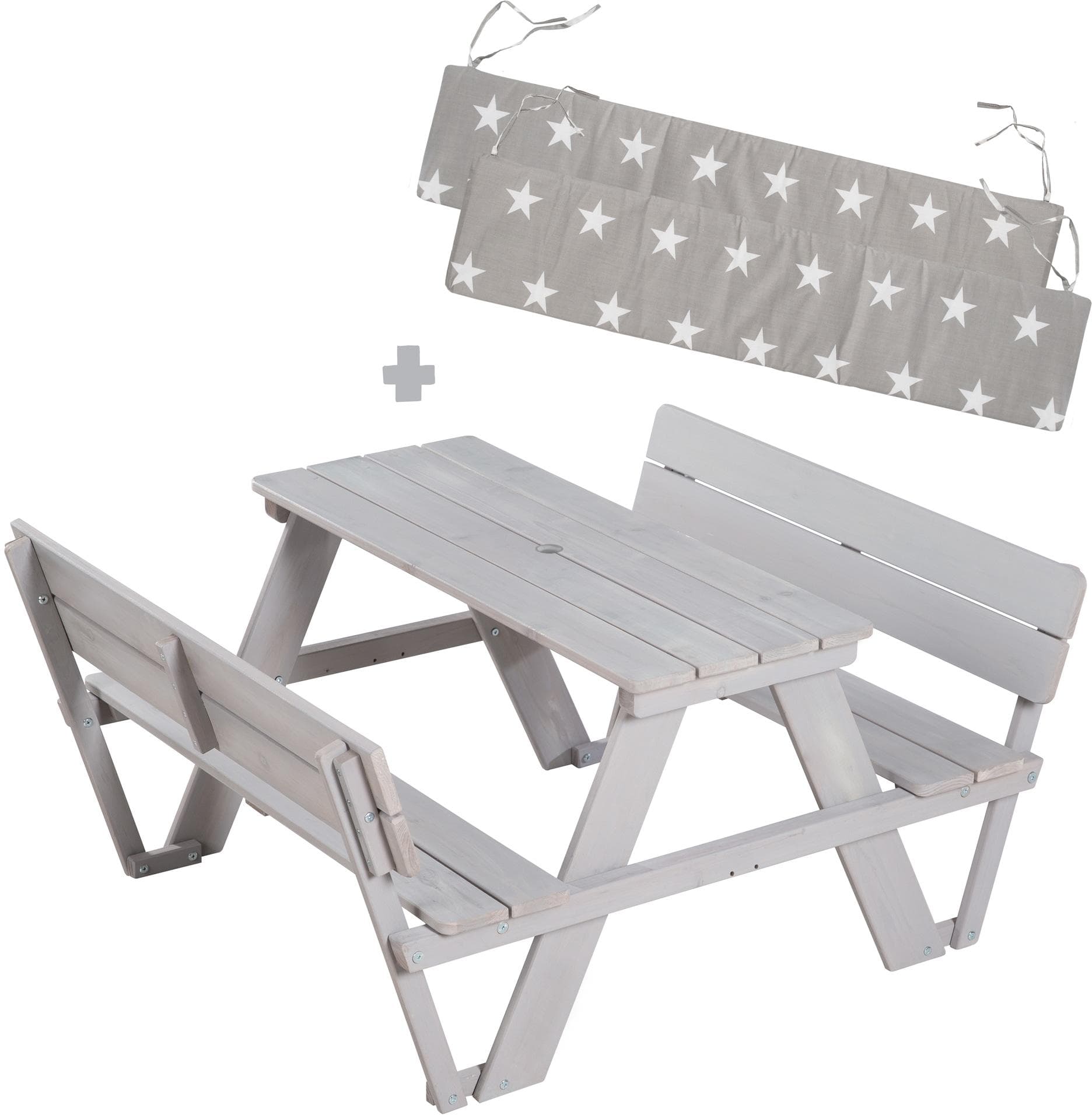 ROBA Kindersitzgruppe Picknick for 4 Outdoor Grau Massivholz
