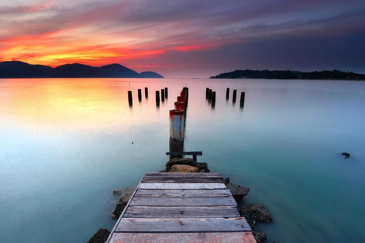 PAPERMOON Fototapete PIER-SEE Natur Landschaft Meer Vlies