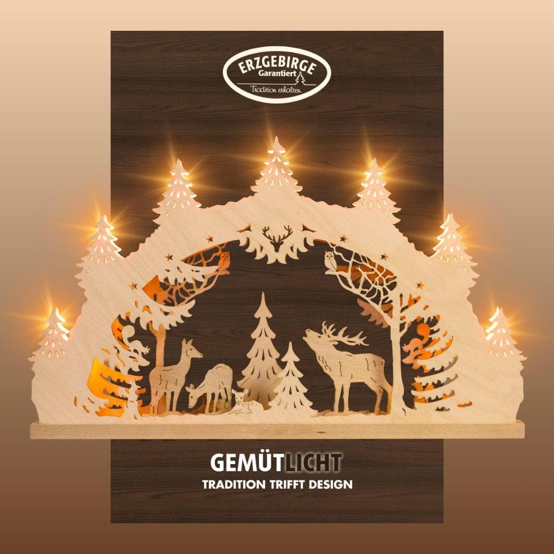 Weigla Schwibbogen Hirschfamilie LED 52 cm