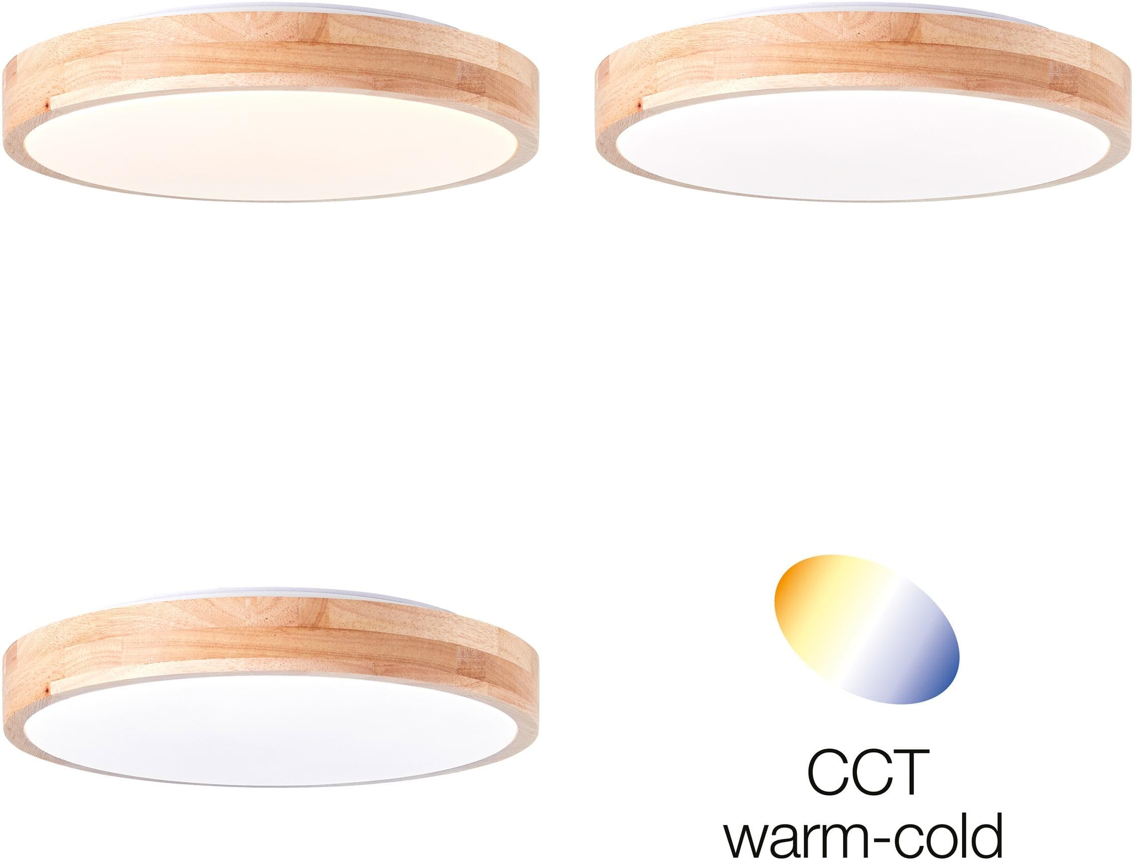 BRILLIANT LED Deckenleuchte Slimline Holz Weiß CCT