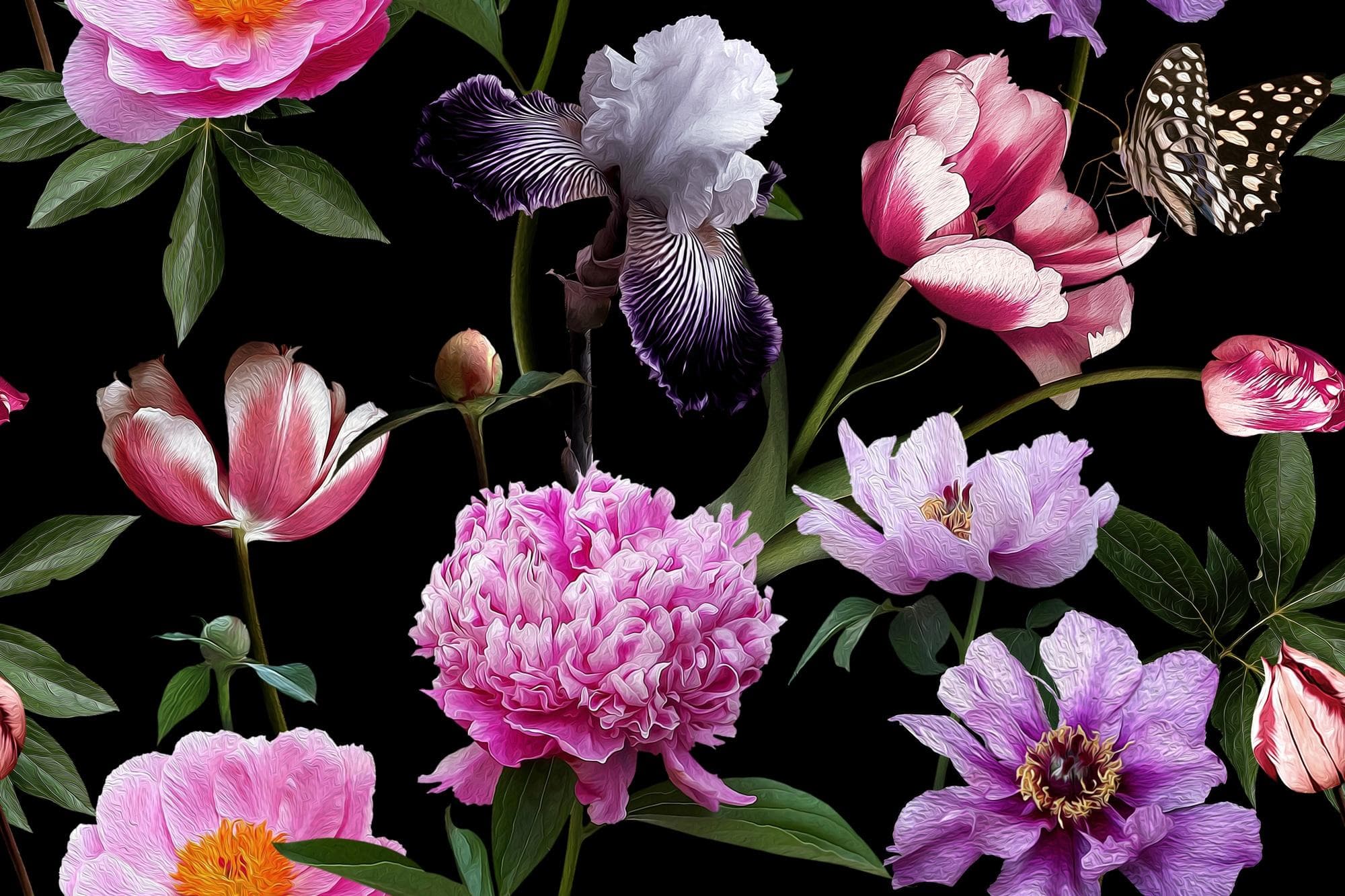 PAPERMOON Vliestapete Blumen Abstrakt Retro Bunt