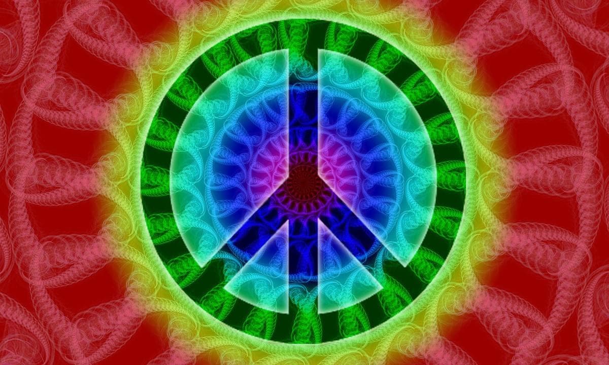 PAPERMOON Fototapete Psychedelisches Friedenszeichen Bunt Vlies