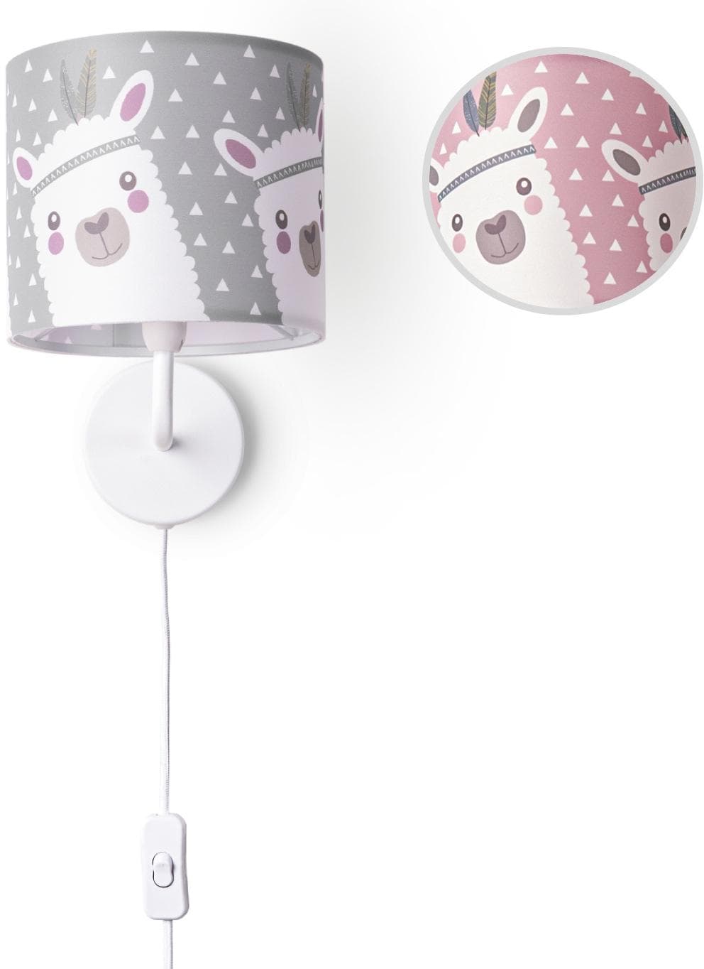 PACO HOME Wandleuchte Ela 214 Weiß Alpaka Kinderlampe