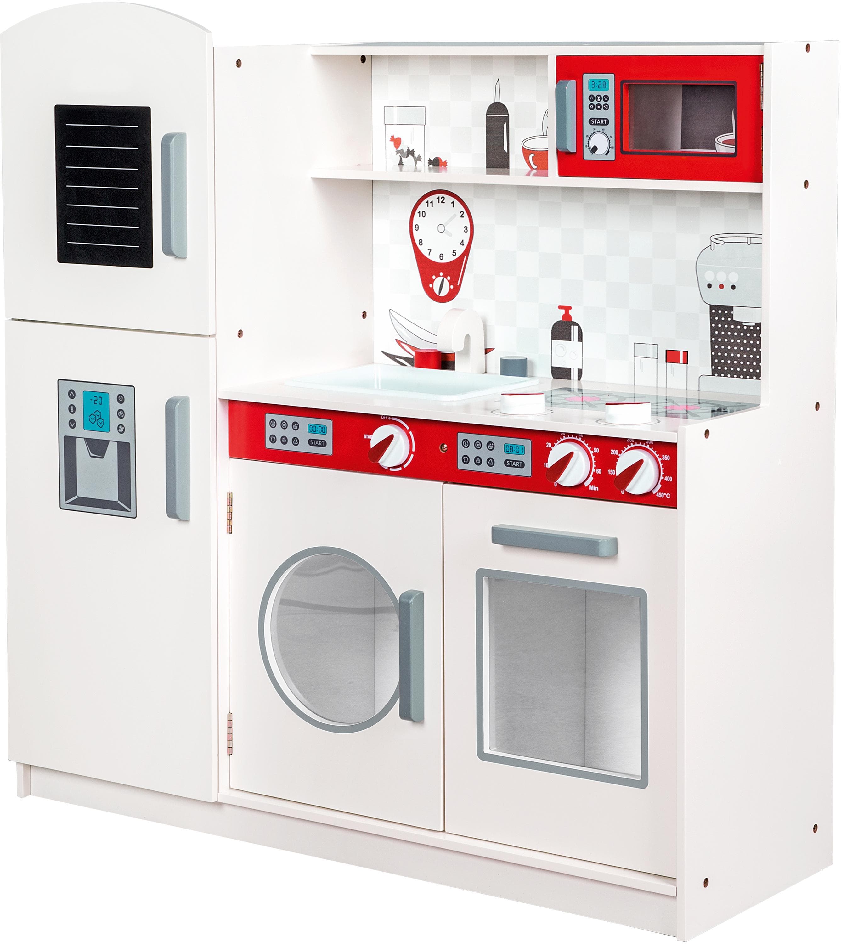 roba® Spielküche MDF (lackiert) mit Herd, Kühlschrank, Mikrowelle & Spüle