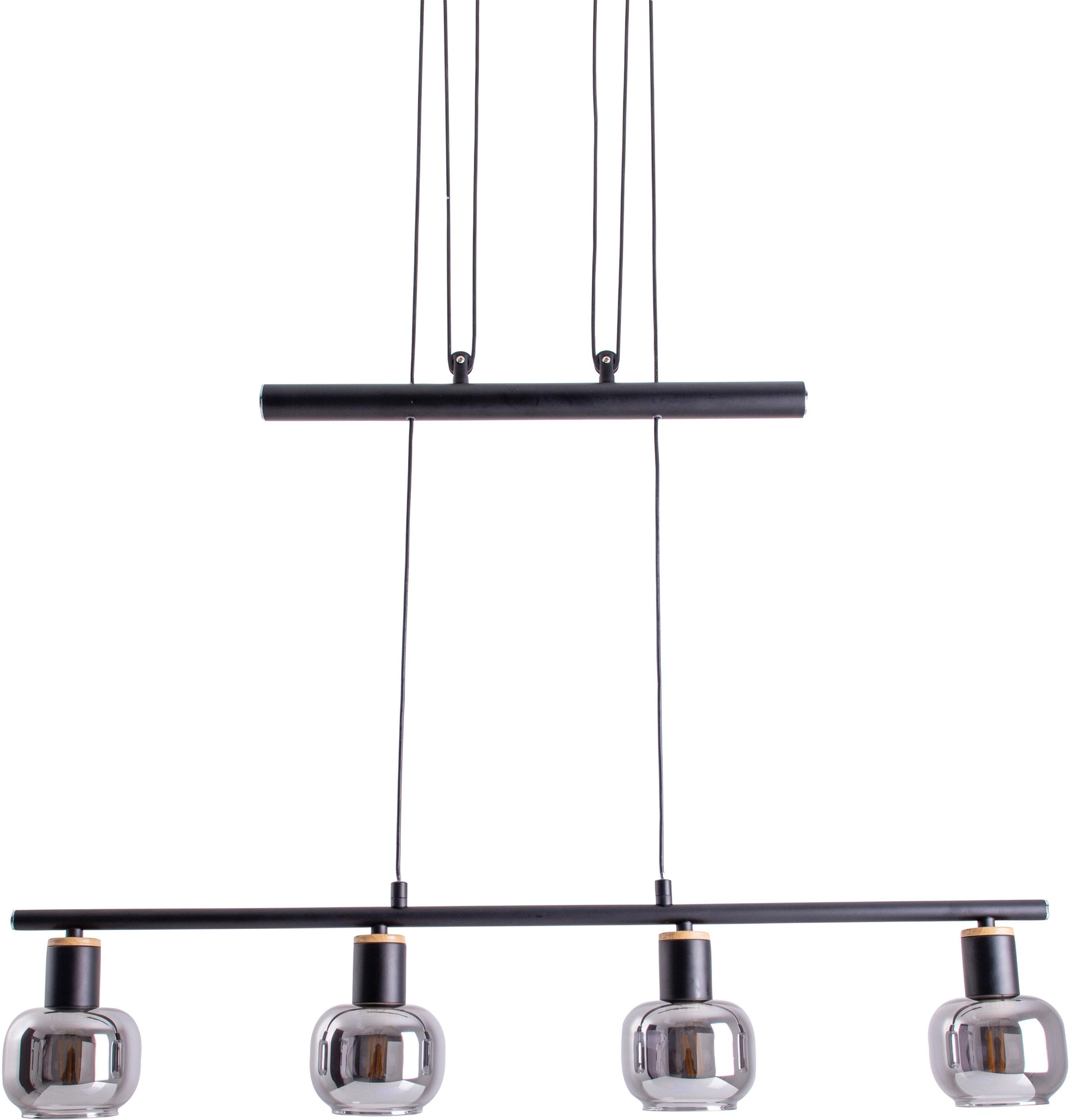 NÄVE Pendelleuchte Fumoso 4er Balken Schwarz Glas