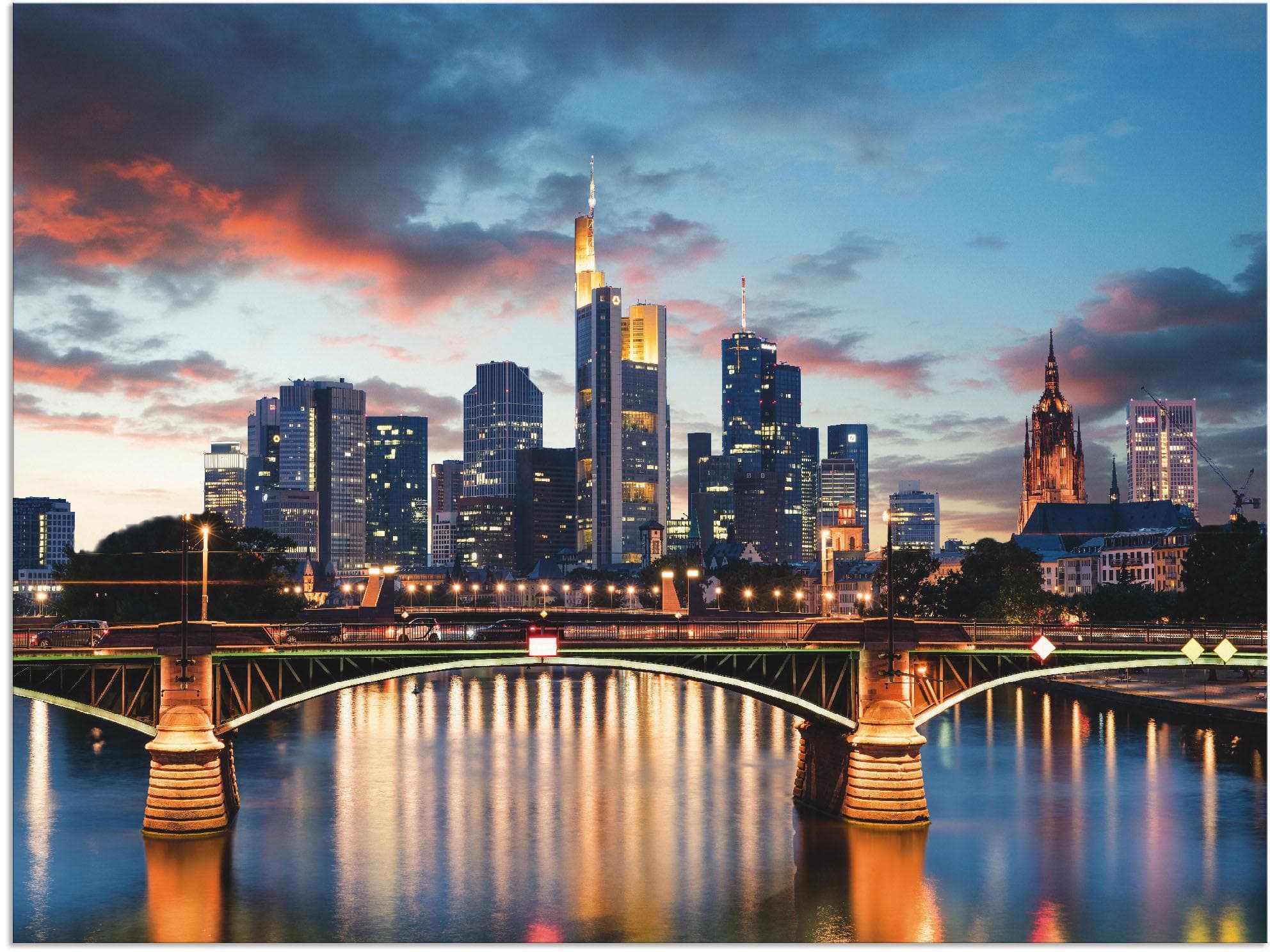 ARTLAND Alu-Dibond-Druck Frankfurt Skyline II Blau Querformat