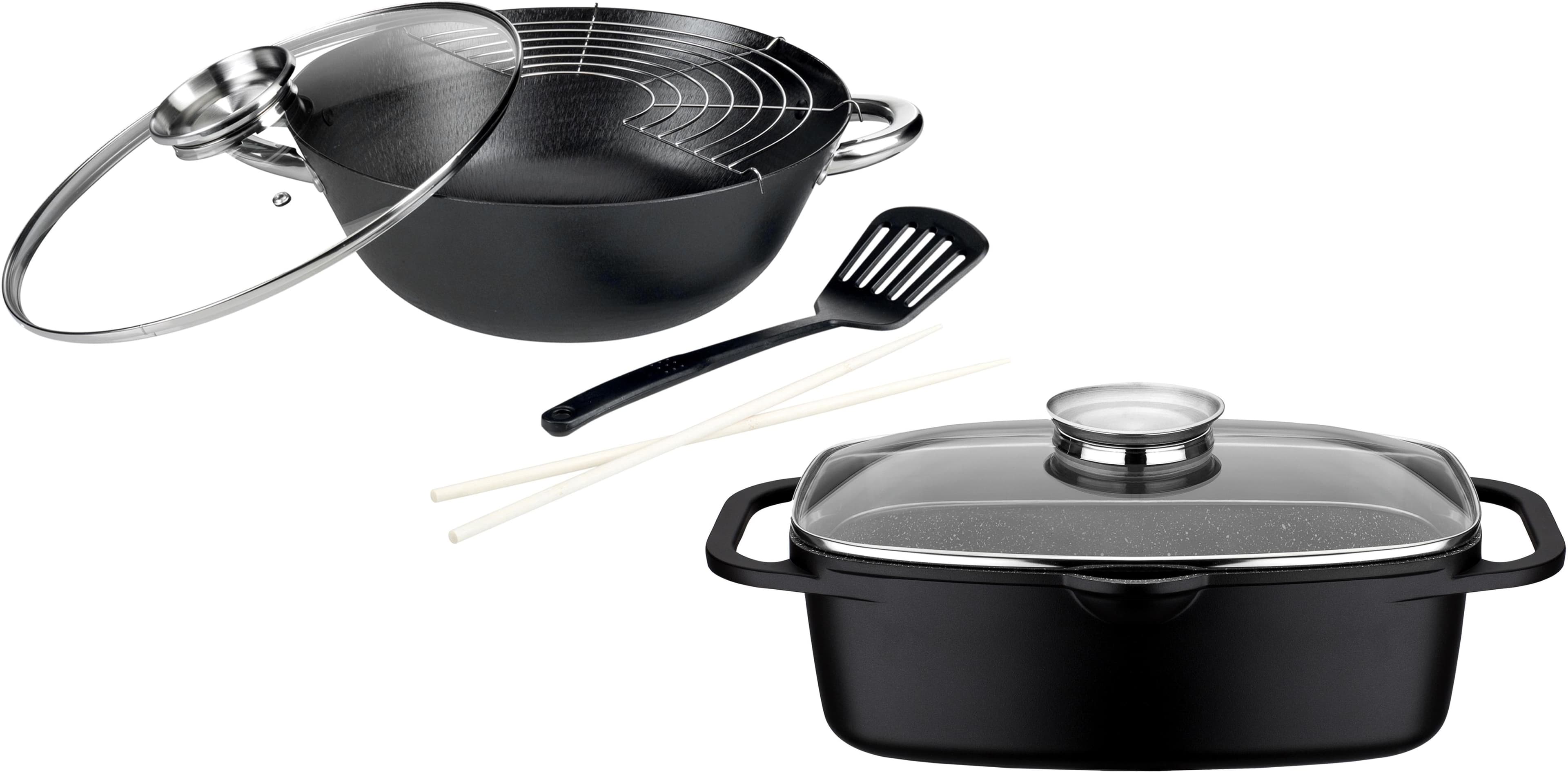 Topf-Set GSW Gourmet Granit schwarz Induktion Kochgeschirr