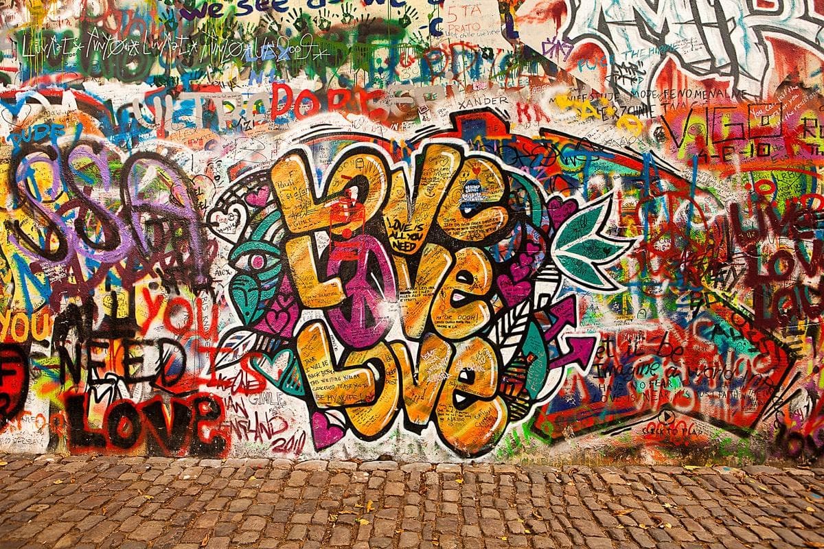 PAPERMOON Fototapete Love Graffiti Lennon Wand Bunt Vlies