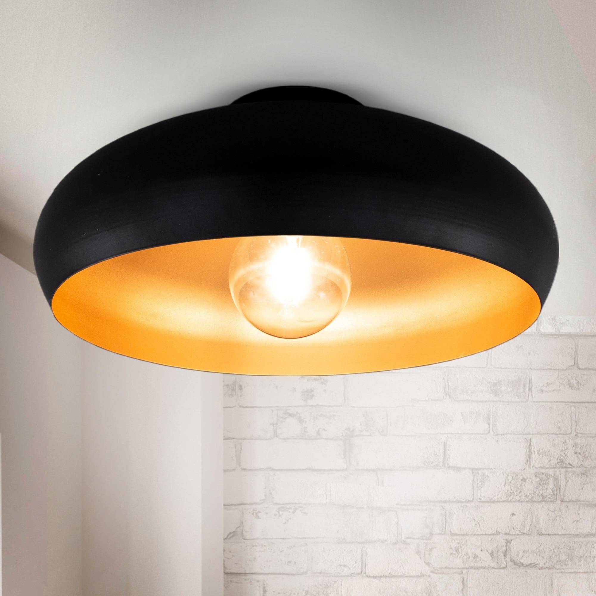 B.K.LICHT Retro Deckenleuchte Schwarz-Gold E27