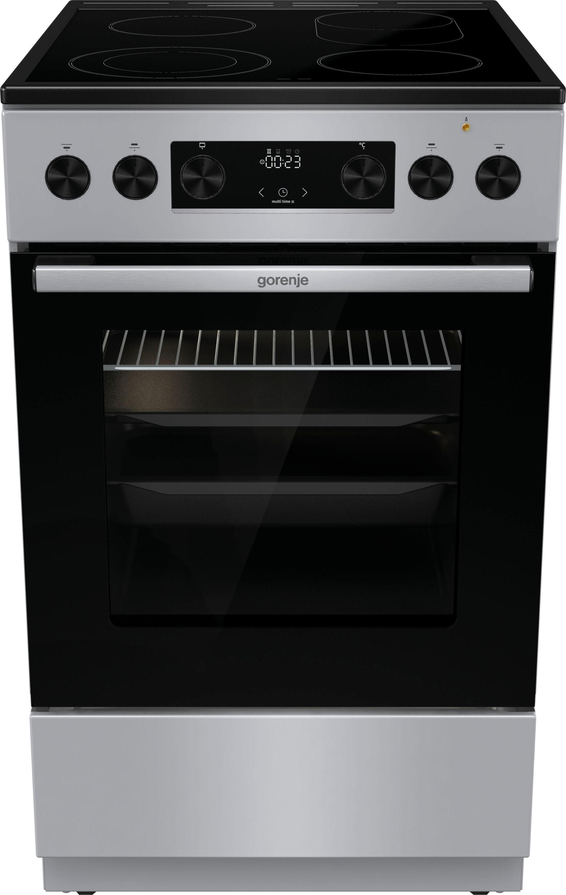 GORENJE Elektro-Standherd GECS5C7 Silber Energieeffizienz A AirFry-Funktion