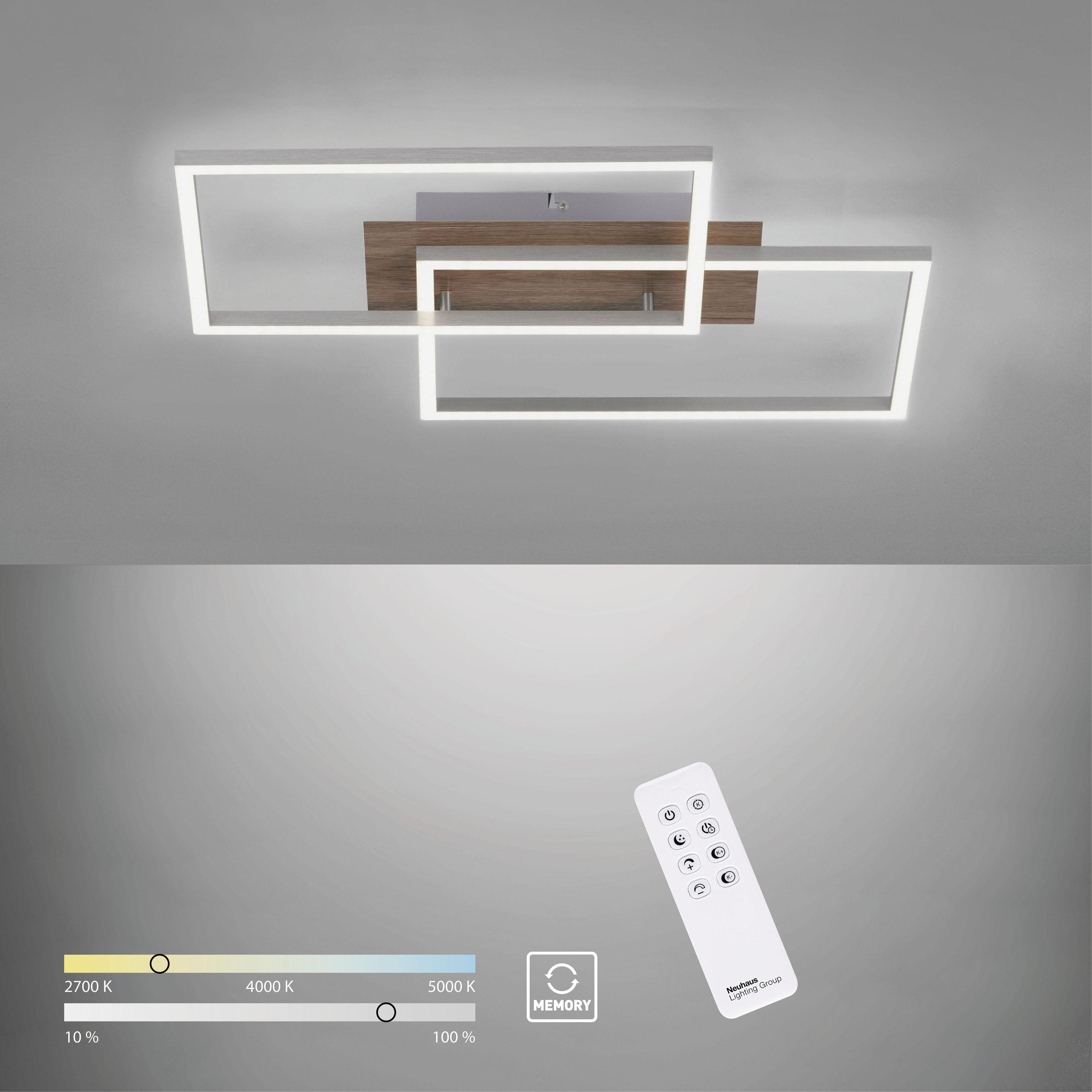 JUST LIGHT LED Deckenleuchte IVEN Braun Holzfarben Dimmbar Fernbedienung