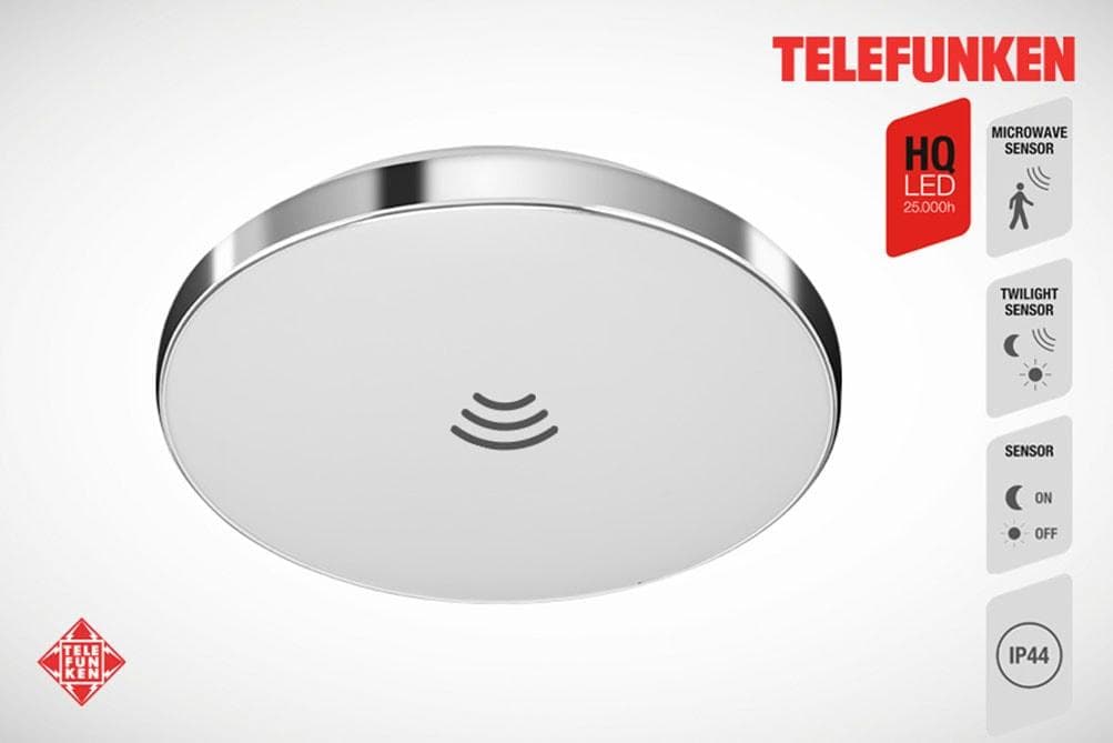 TELEFUNKEN LED Deckenleuchte NEWA weiß/silber mit Bewegungsmelder