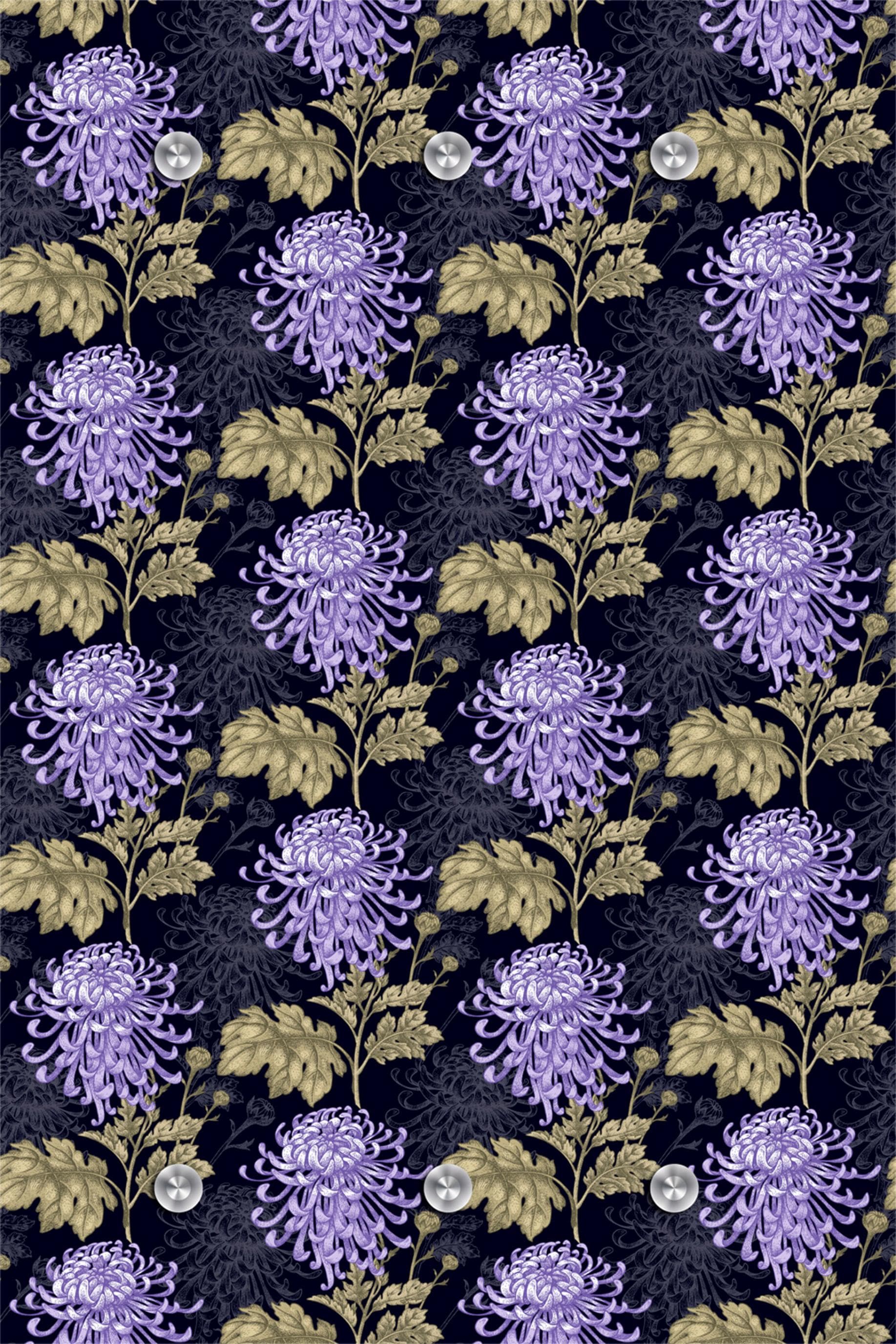 QUEENCE Garderobenleiste Blumen Lila mit 6 Haken