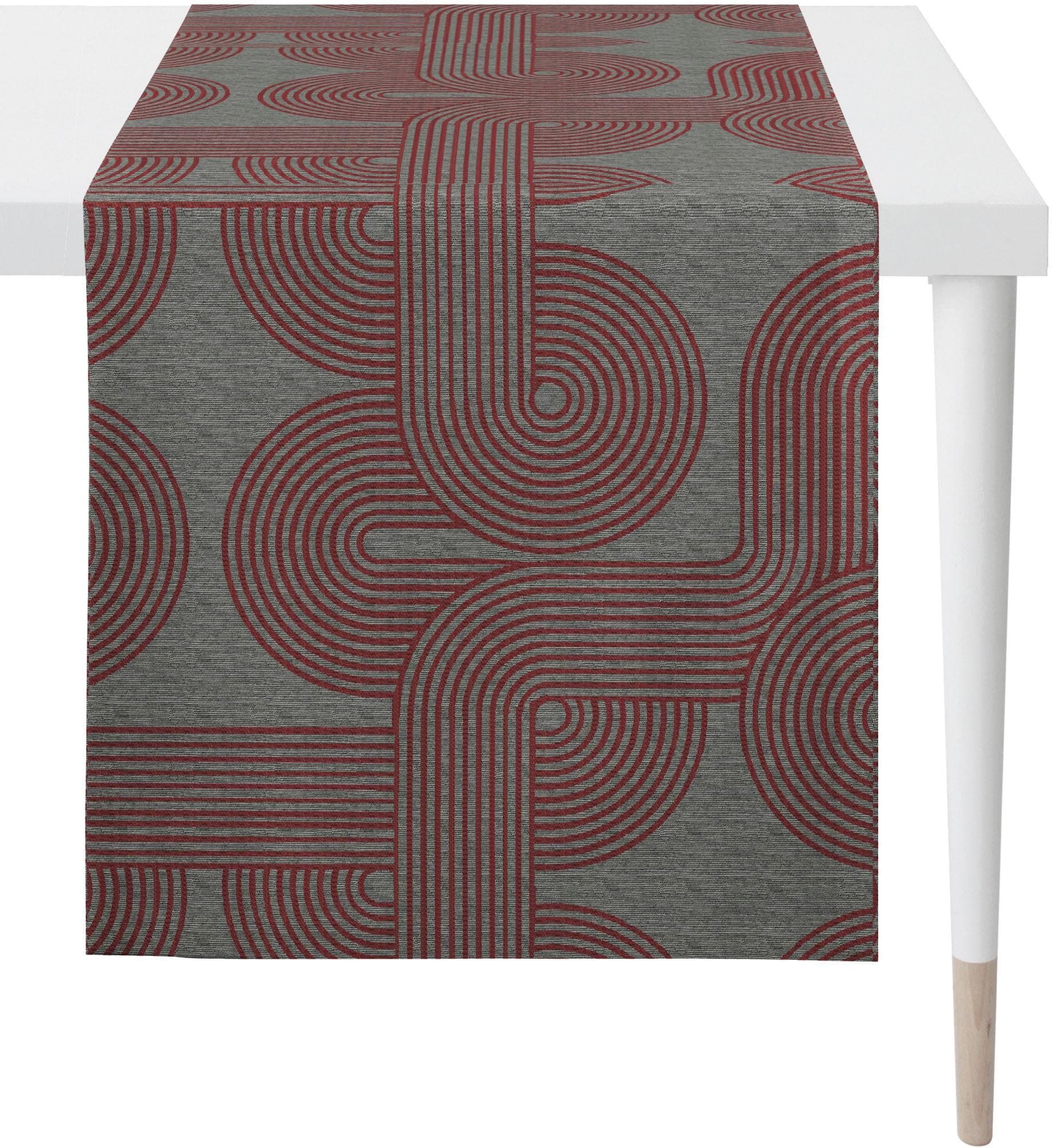 APELT Tischläufer Nova Jacquard Rot Anthrazit 44x140cm