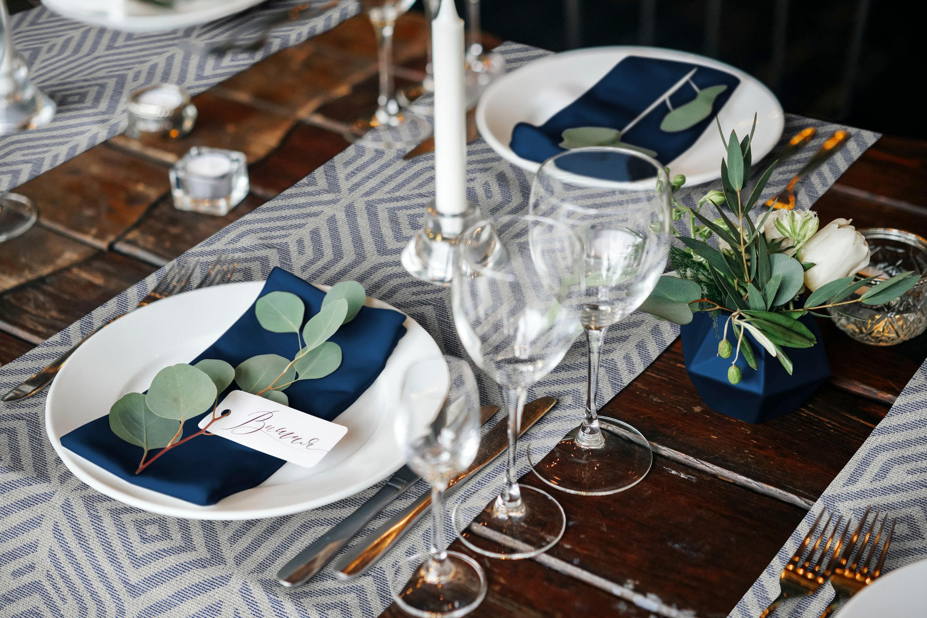 Platzset ADAM Easy Diamond 9-tlg. Dunkelblau 100% Baumwolle