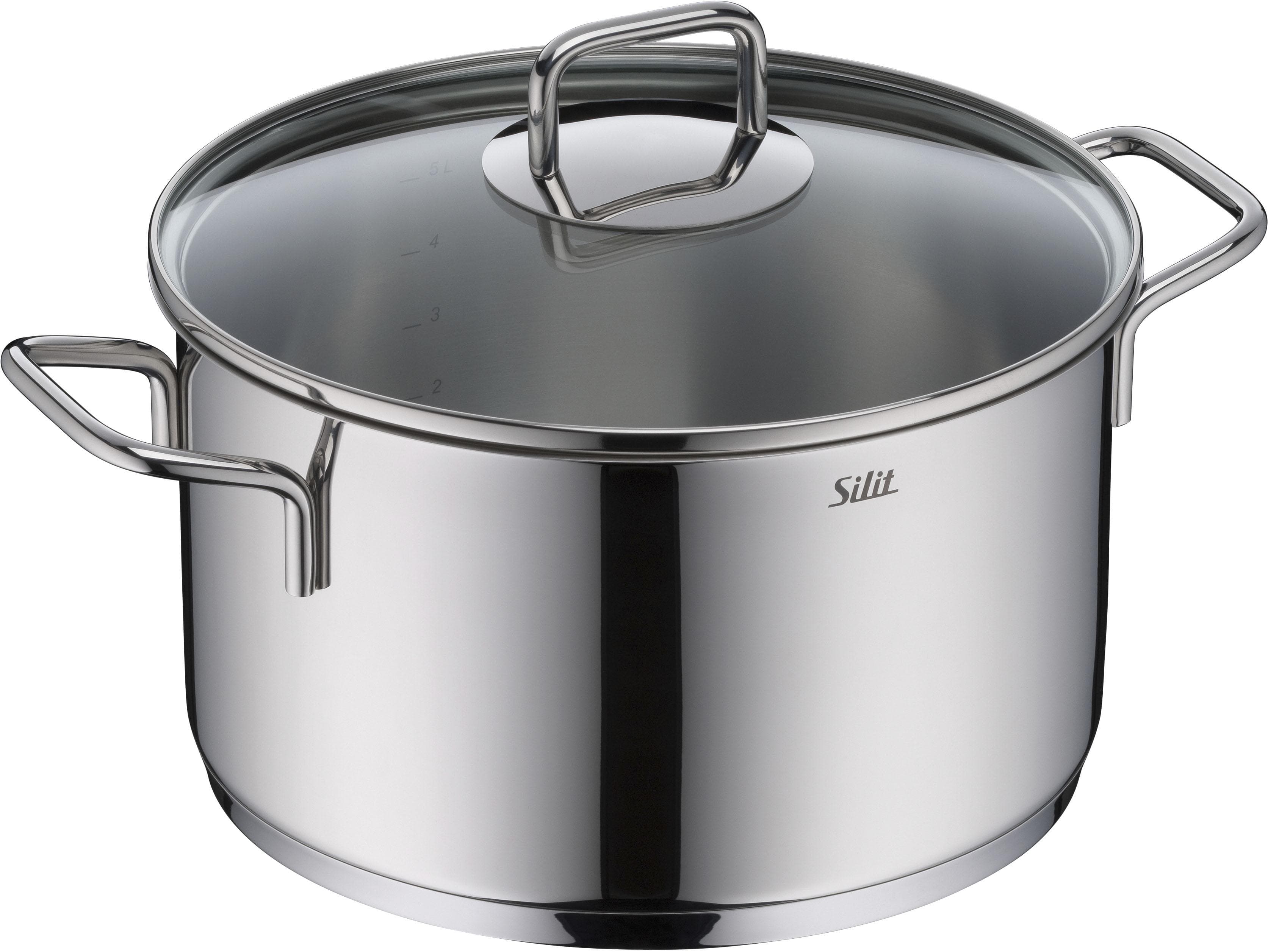 Silit Extra Cook Kochtopf mit Glasdeckel, Grau (Edelstahl)