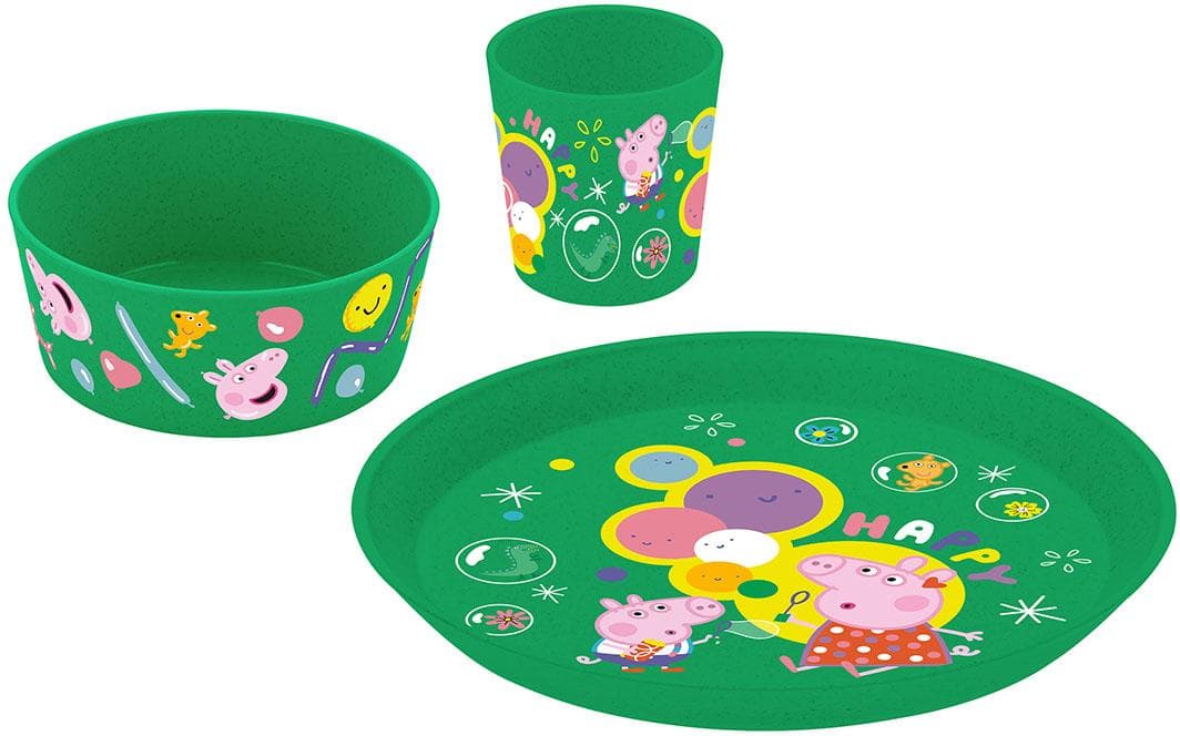 Kindergeschirr-Set KOZIOL CONNECT PEPPA PIG POP Grün 3-tlg Kunststoff