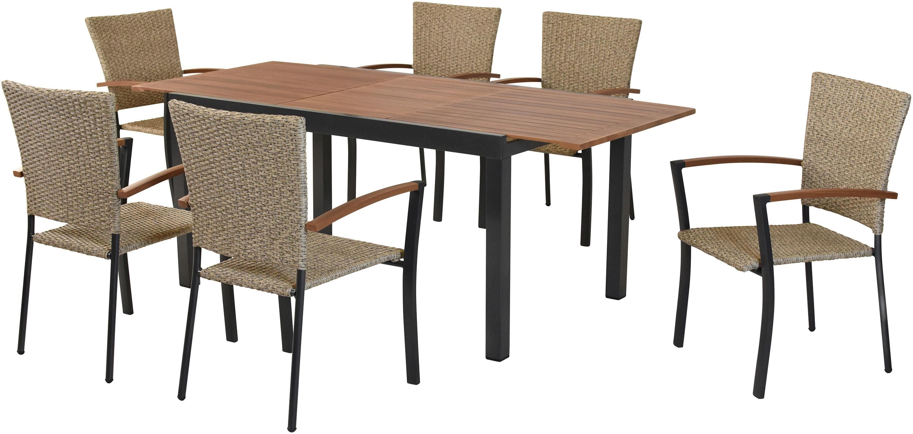 MERXX Garten-Essgruppe Teramo 7-tlg. Beige/Grau Aluminium