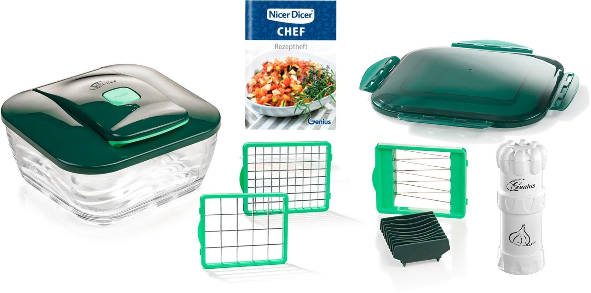 GENIUS Nicer Dicer Chef Zerkleinerer 10-tlg. Weiß Grün