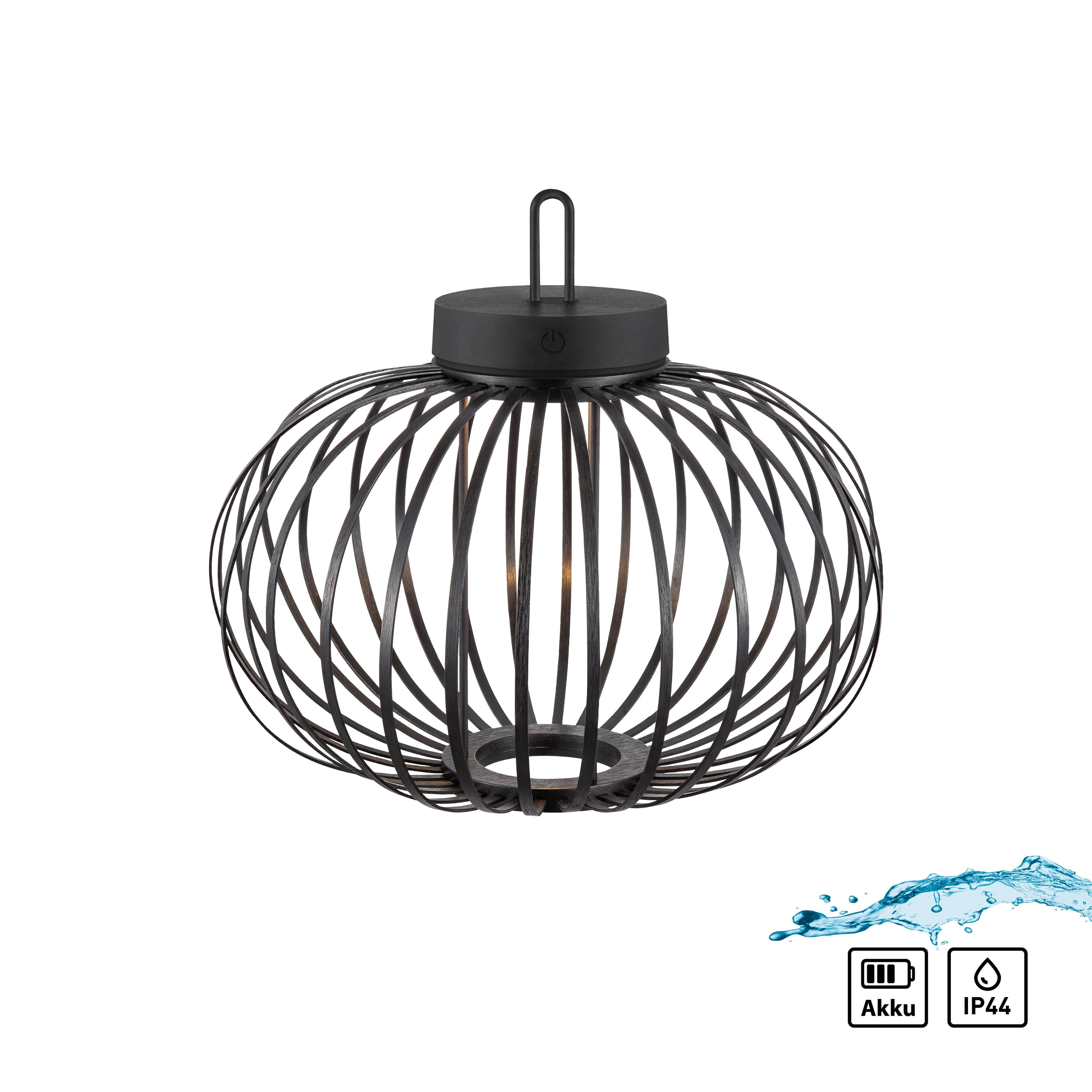 JUST LIGHT Pendelleuchte AKUBA Schwarz Bambus LED Akku