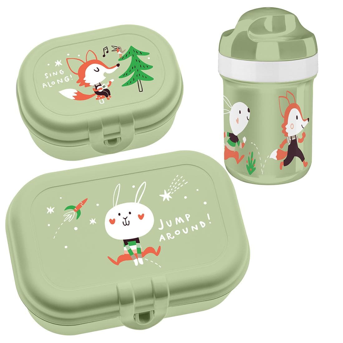 KOZIOL Lunchbox HOP ON TO GO 3-teilig Pistazie mit Clipverschluss