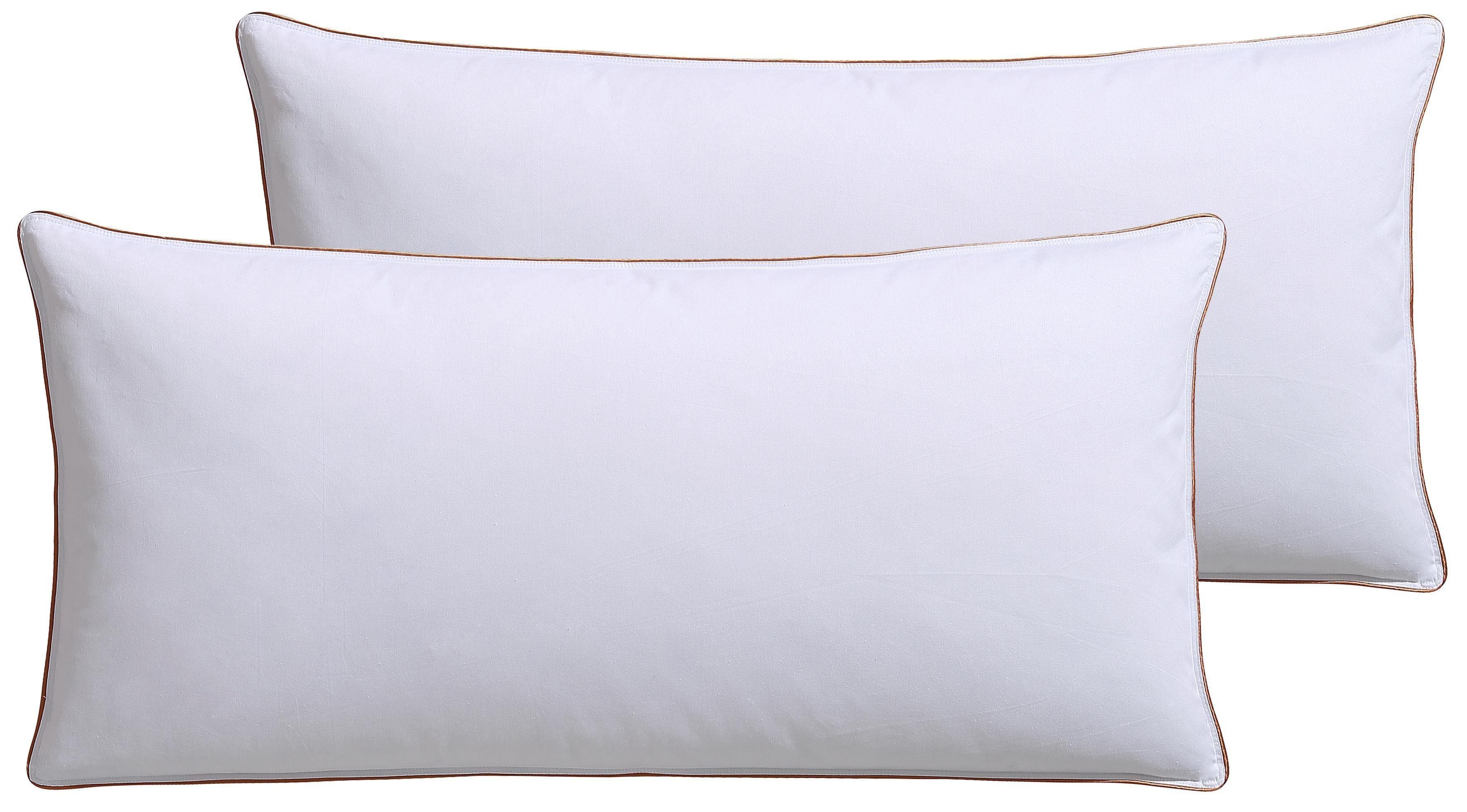 RIBECO Gänsefederkopfkissen Kalle Weiß 40x80cm Baumwolle