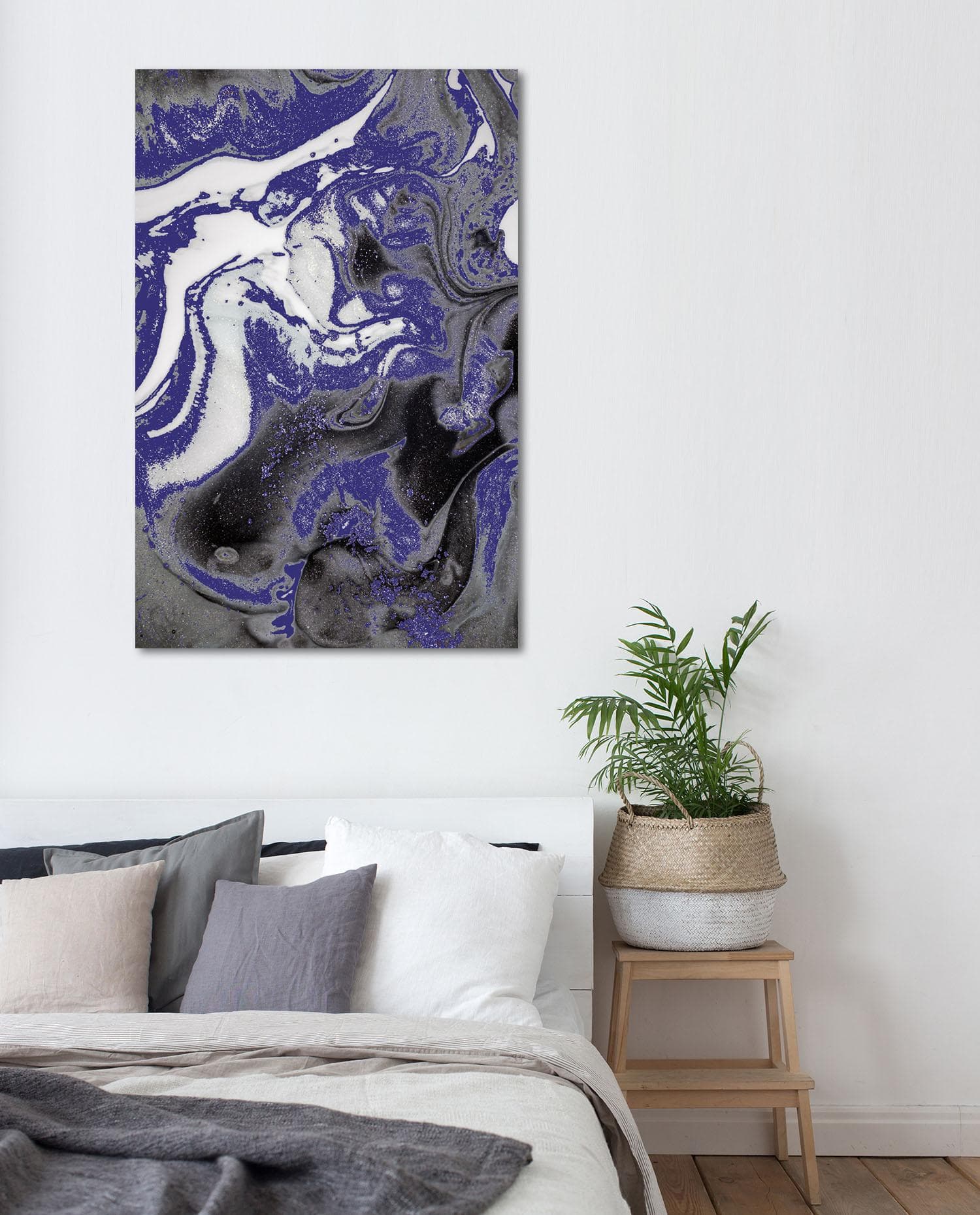 QUEENCE Acrylglasbild Abstrakte Kunst Blau Gold