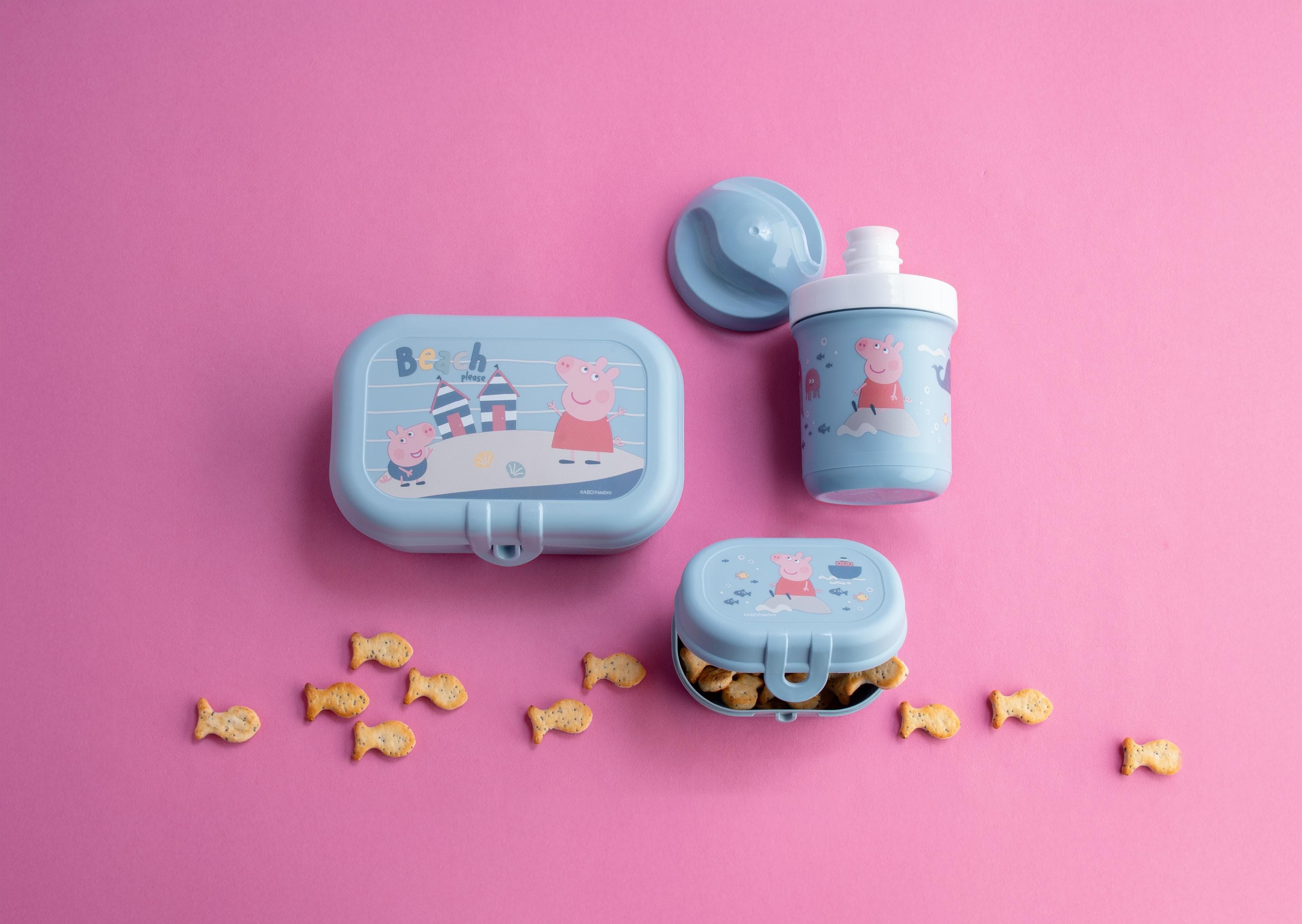 KOZIOL Lunchbox PEPPA PIG WAVES TO GO blau mit Trinkflasche