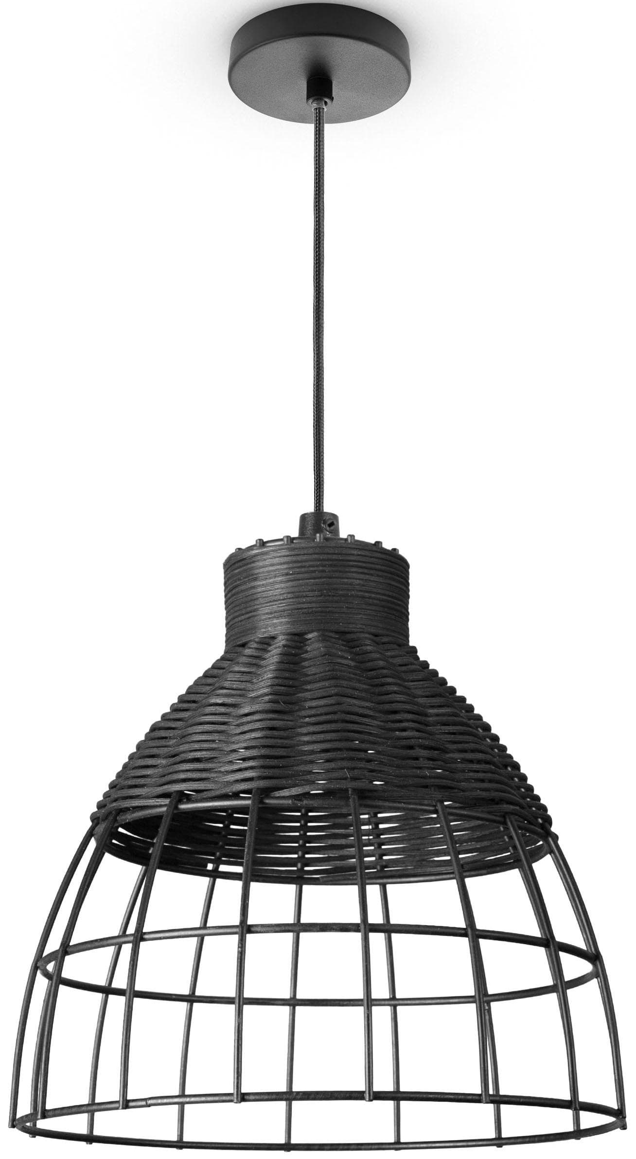 PACO HOME Pendelleuchte PUCU Schwarz Boho Industrial