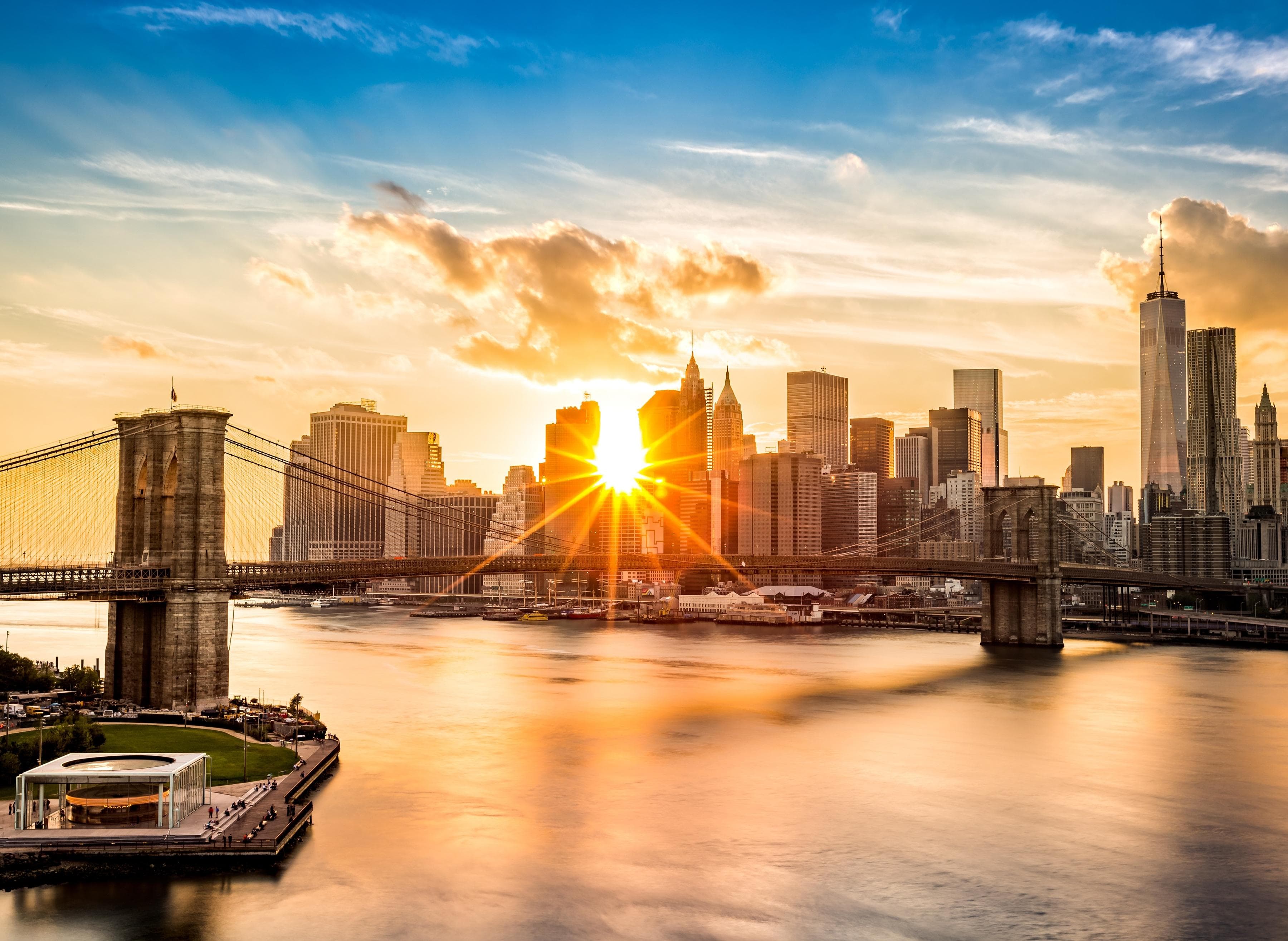 PAPERMOON Fototapete Brooklyn Bridge Sunset Vlies