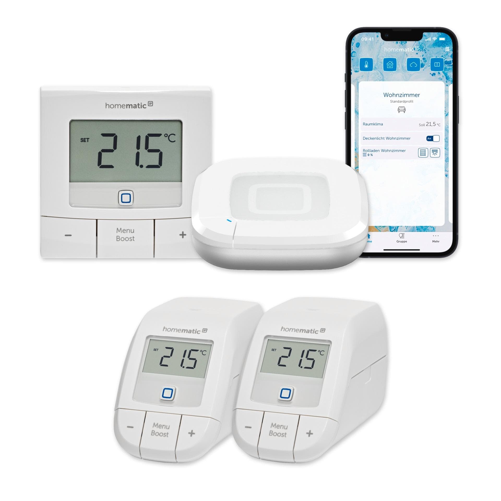 HOMEMATIC IP Smart-Home Bundle Heizen 2 Heizkörper + Wandthermostat Weiß