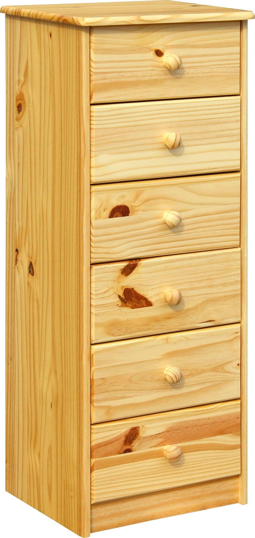 MÖBILIA Kommode Chur Massivholz Kiefer 6 Schubladen Natur