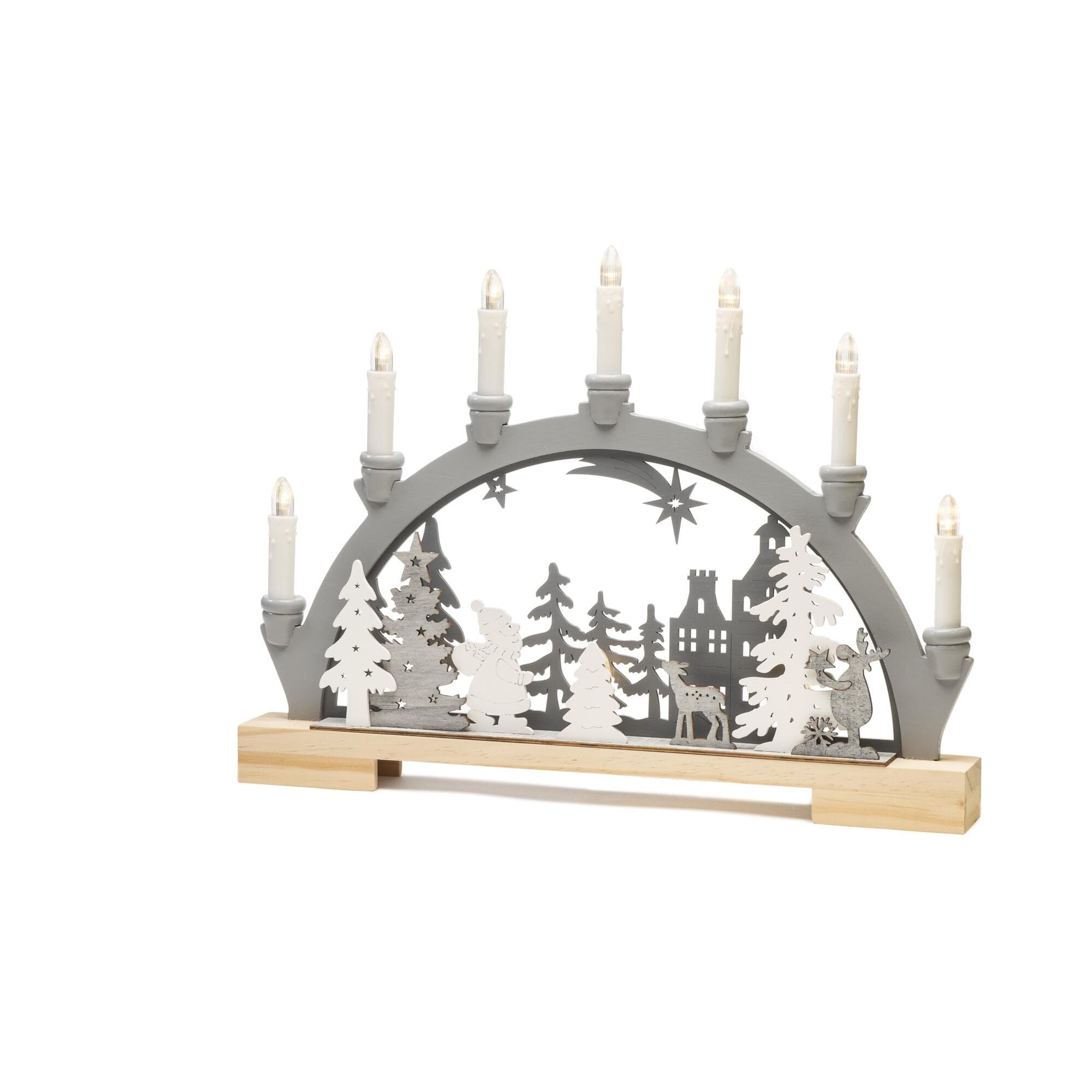 LED-Lichterbogen Wanderer im Wald mit Tieren Holz