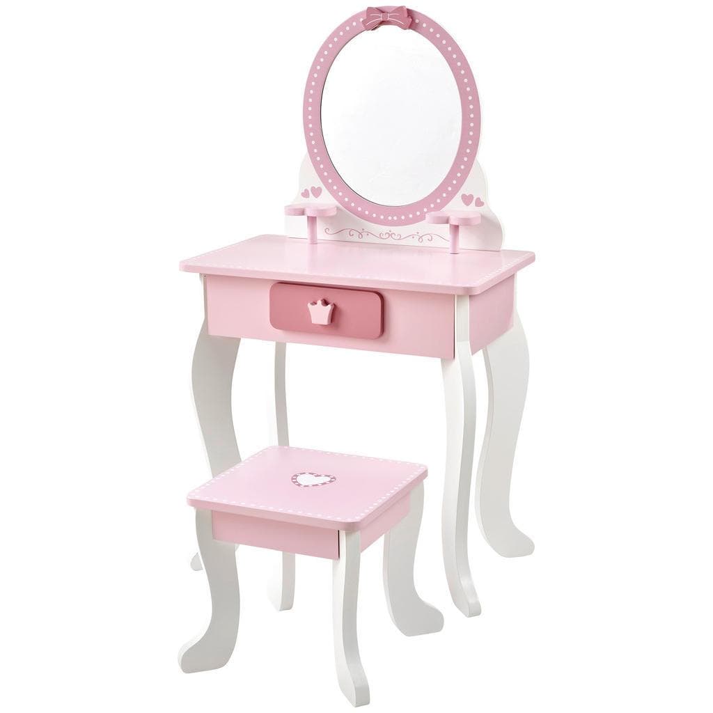 My Baby Lou Schminktisch Rosa Weiß Holzwerkstoff Herz 1 Schublade Rechteckig A-Form