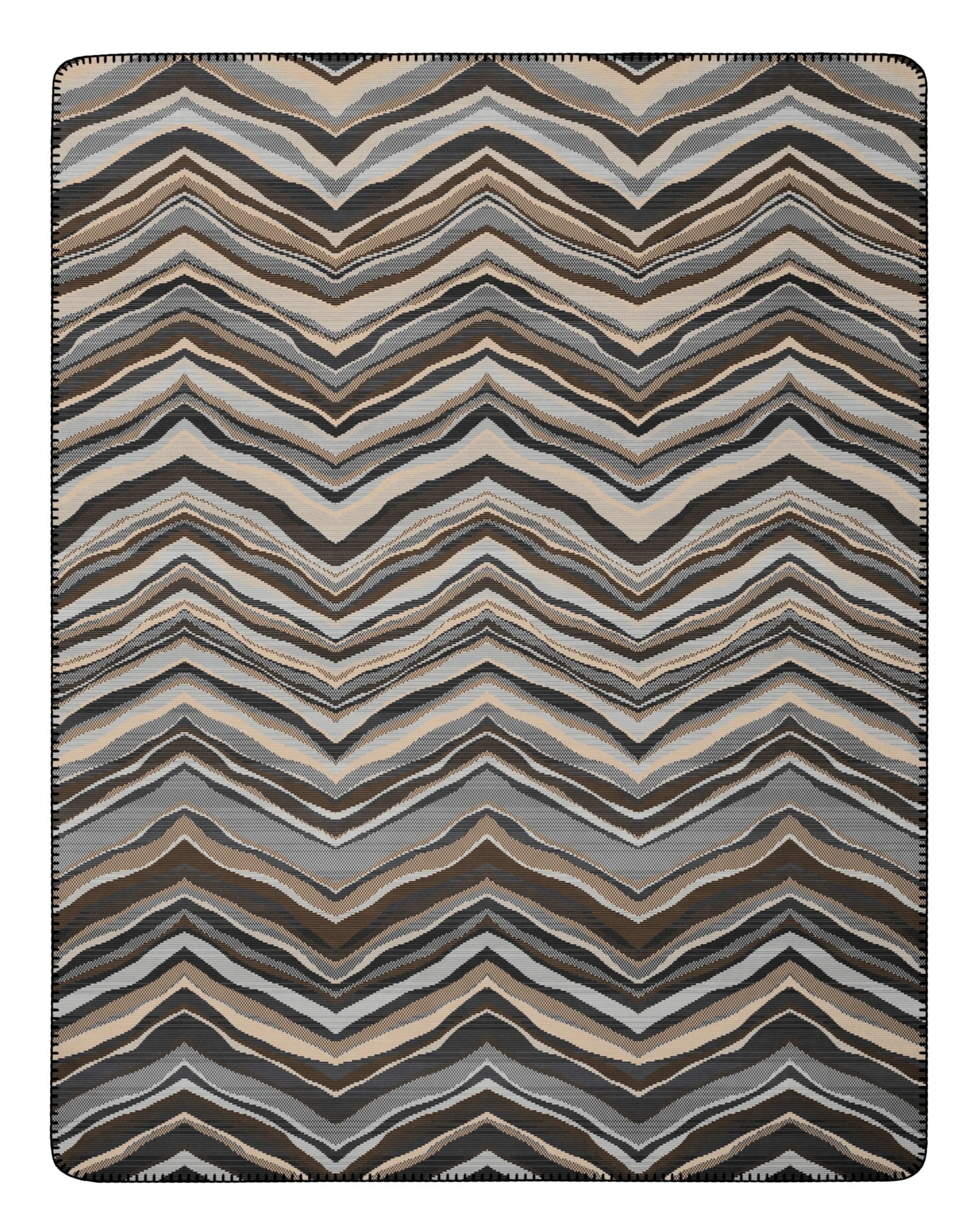 BIEDERLACK Wohndecke Wildline Grau Anthrazit Natur Zierstich