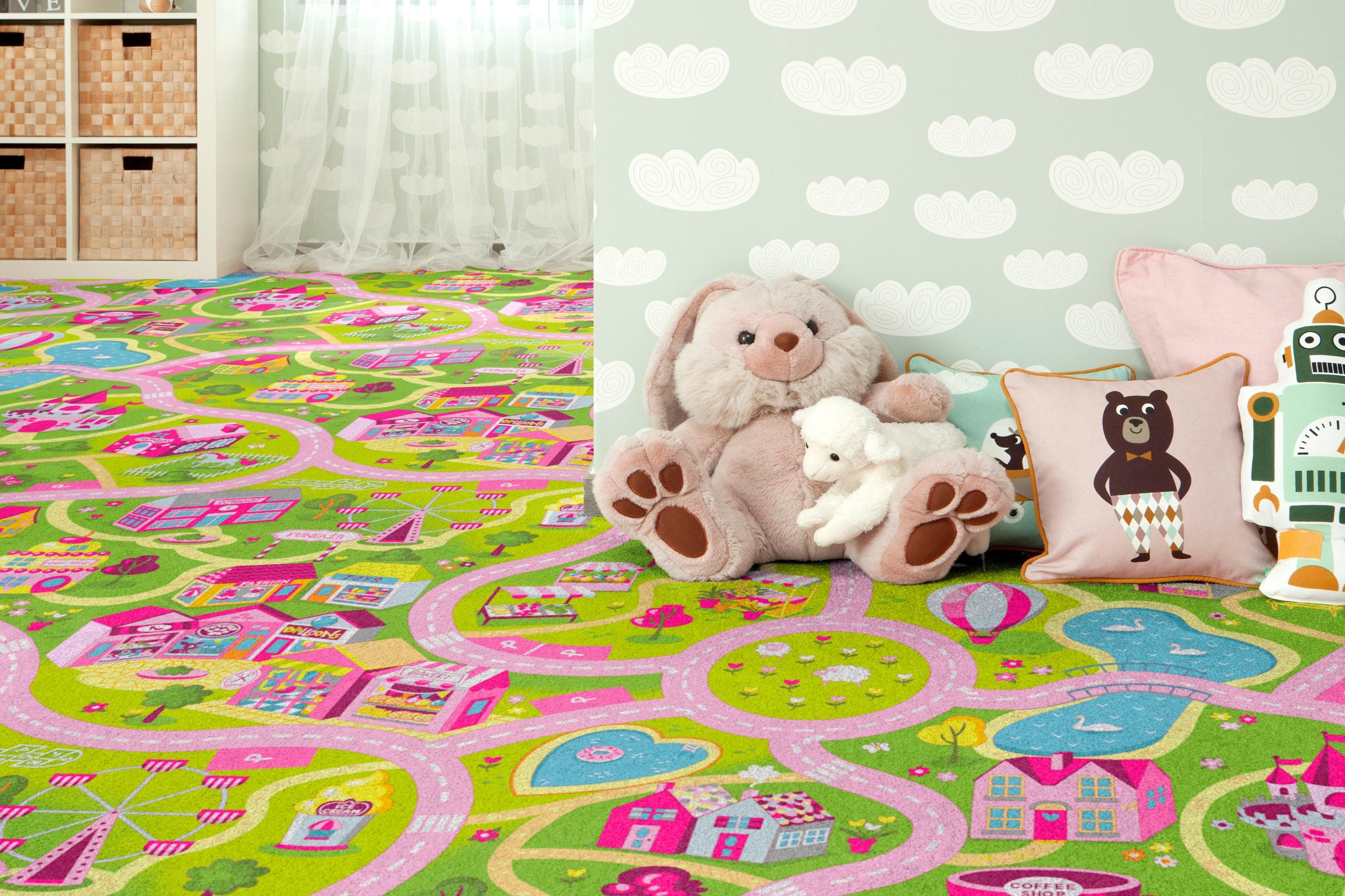 ANDIAMO Spielteppich Sweet Towny Rosa Straßendesign