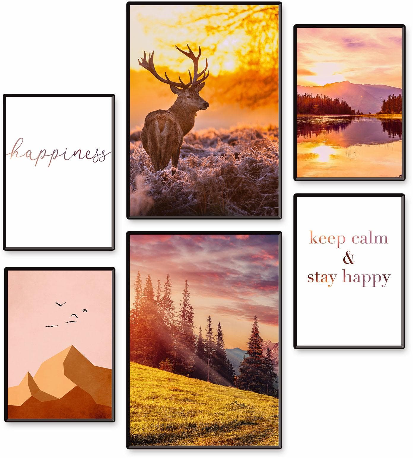 ARTLAND Poster Set 6-tlg. Natur Orange Berge