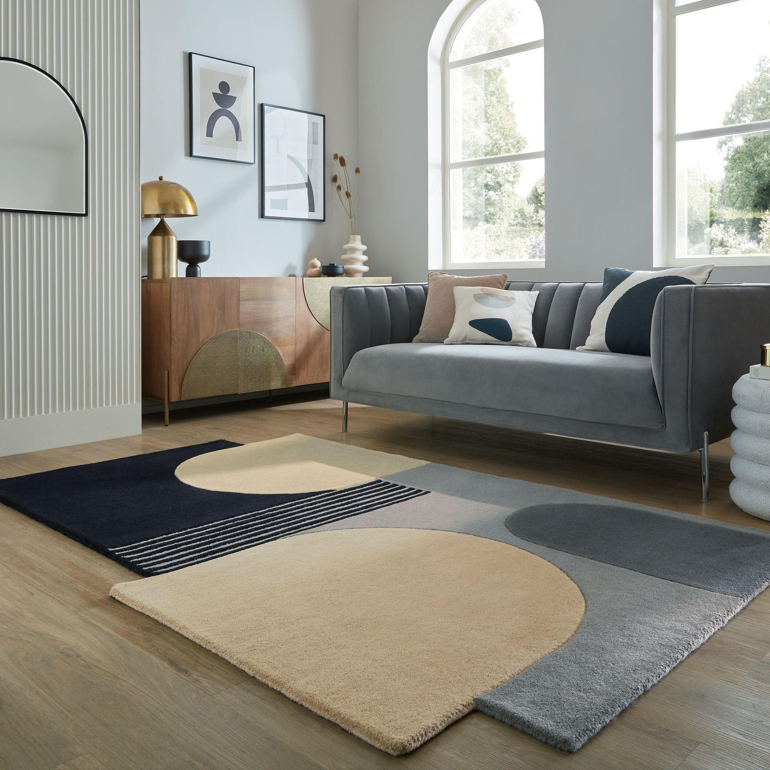 FLAIR RUGS LOZENGE Teppich Retro Monochrom Wolle Handgetuftet