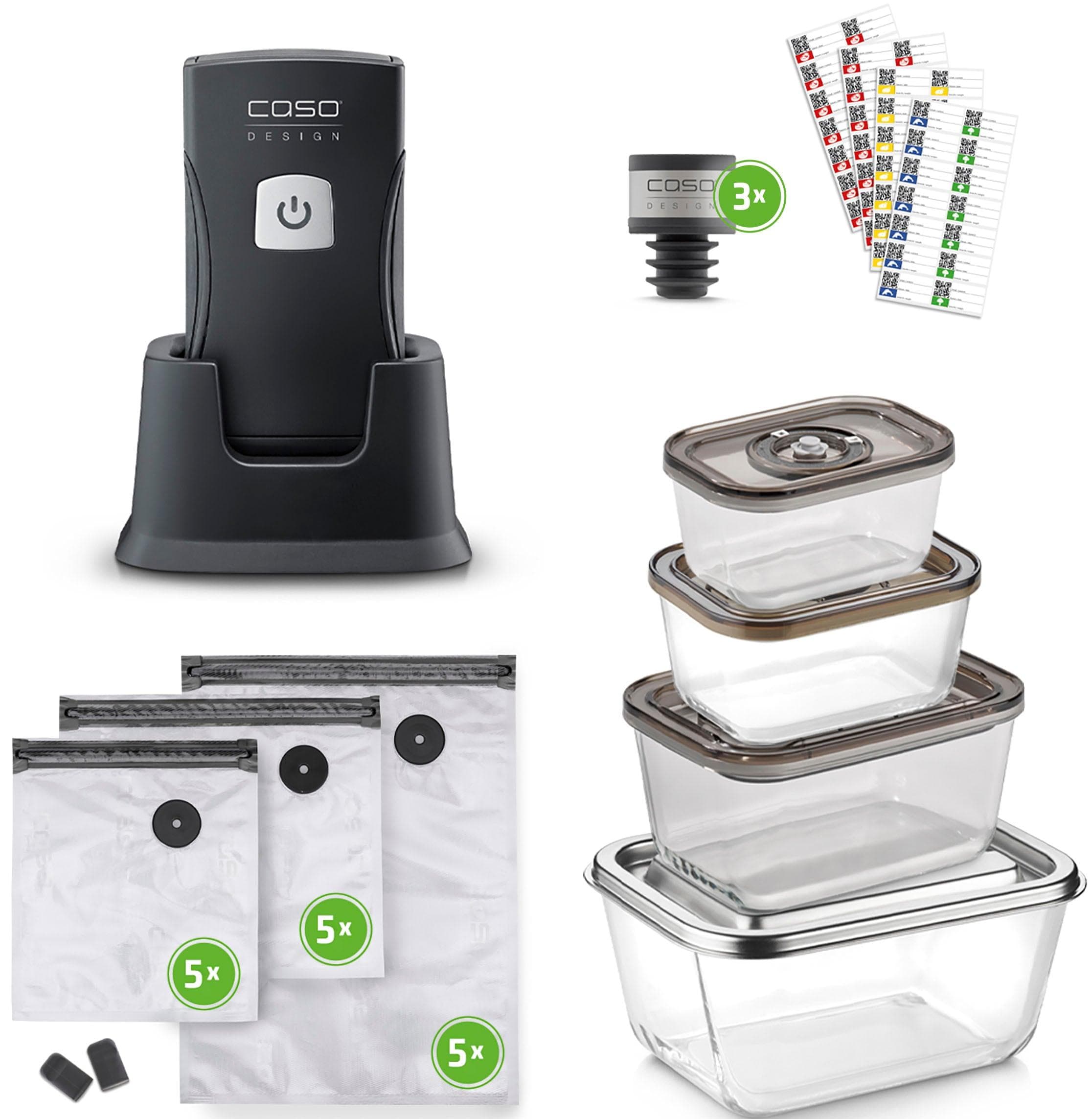CASO Vakuumierer 1336 Vacu OneTouch Pro Set Schwarz