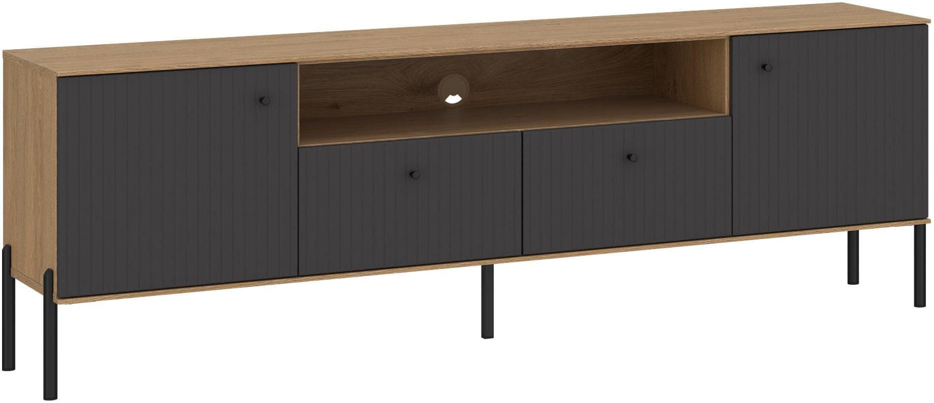 OTTO HOME Lowboard mit geriffelten Fronten und Metallfüßen